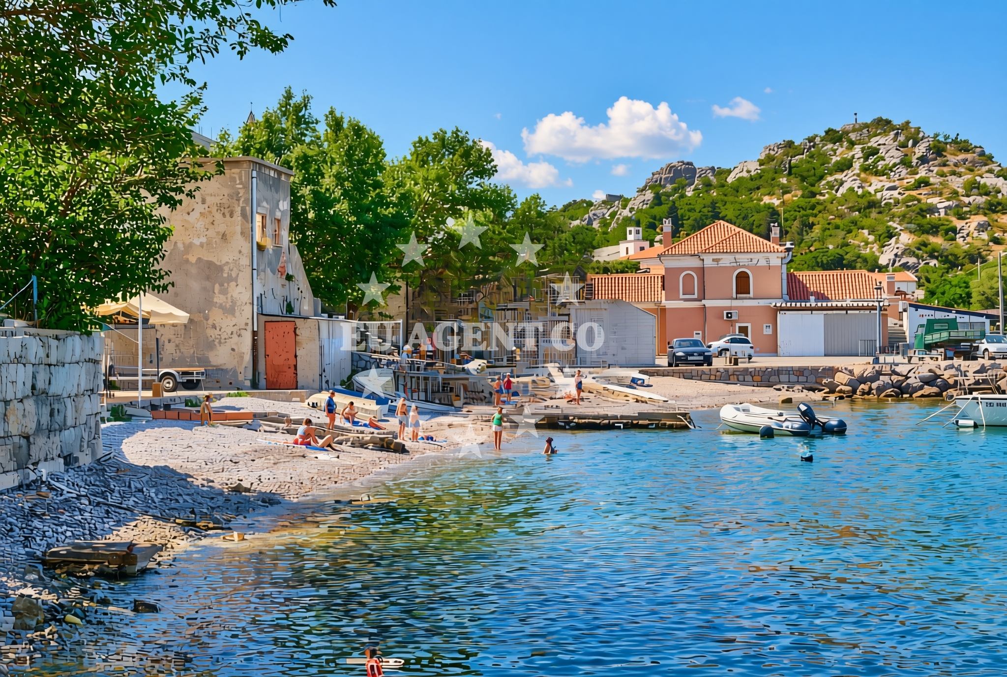 Shoreline and swimming area at Jurjevo, Sveti Juraj Beach in Jurjevo