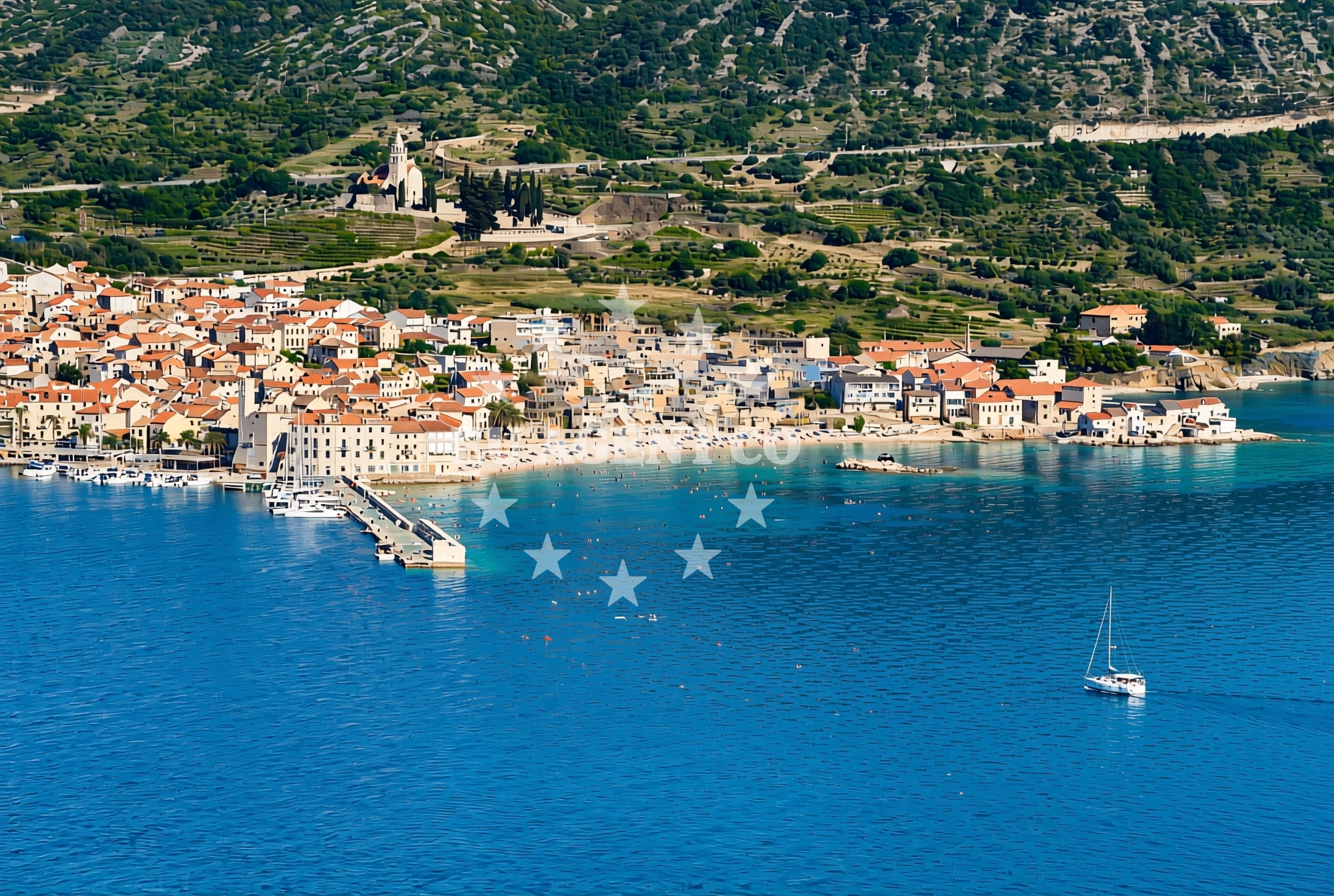 Shoreline and swimming area at Jurkovica, Komiža (Vis) Beach in Jurkovica