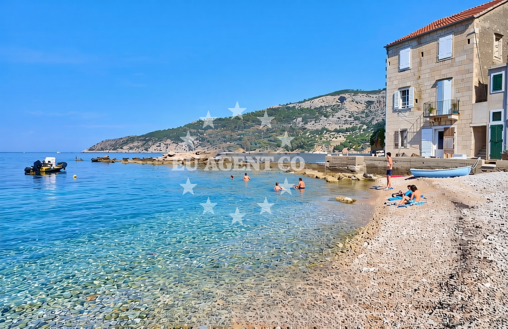 Sea and coastal view of Jurkovica, Komiža (Vis) Beach in Jurkovica