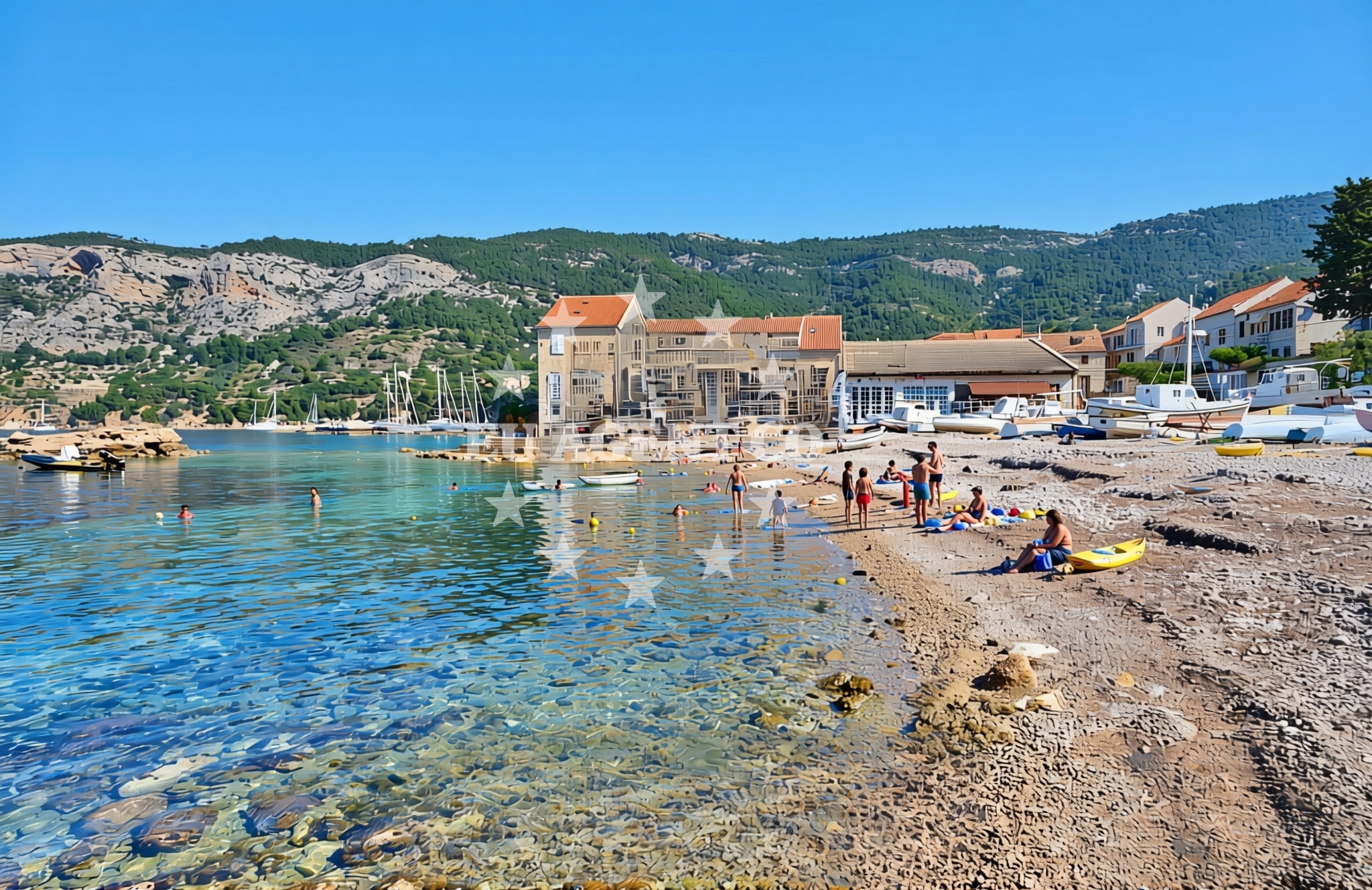 Beach facilities and surroundings at Jurkovica, Komiža (Vis) Beach in Jurkovica