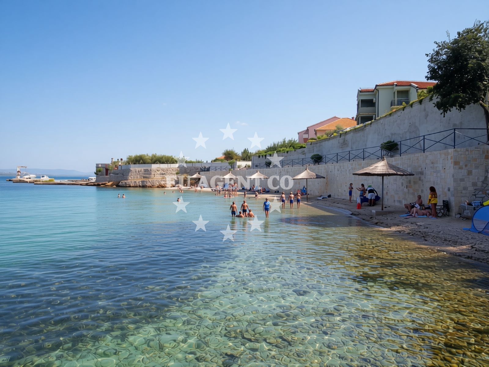 Beach facilities and surroundings at Juzna Plaza Tkon in Glavičine 44, Tkon
