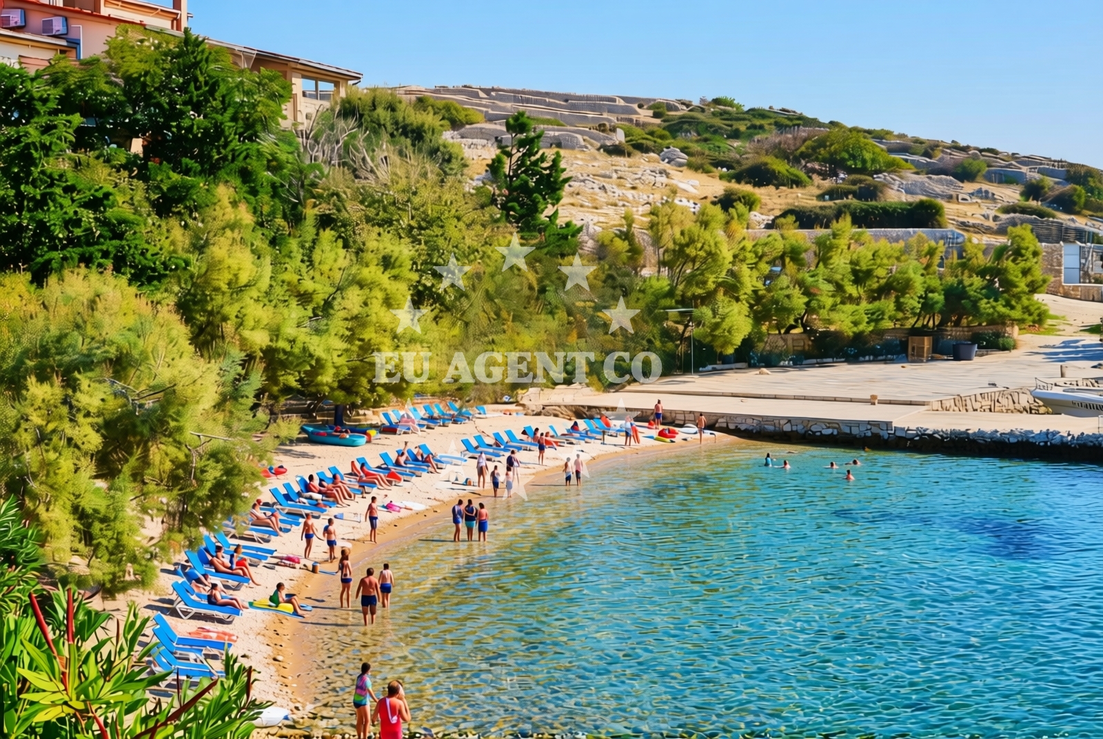 Overview of Južni porat, Kustići (Pag) Beach in Južni porat