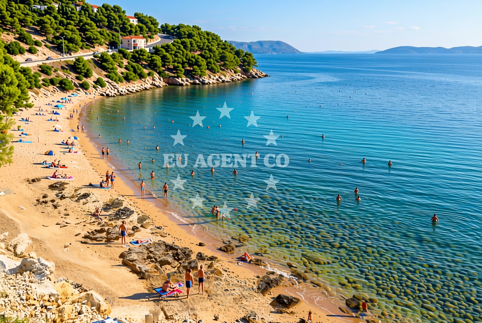 Shoreline and swimming area at Južni porat, Kustići (Pag) Beach in Južni porat