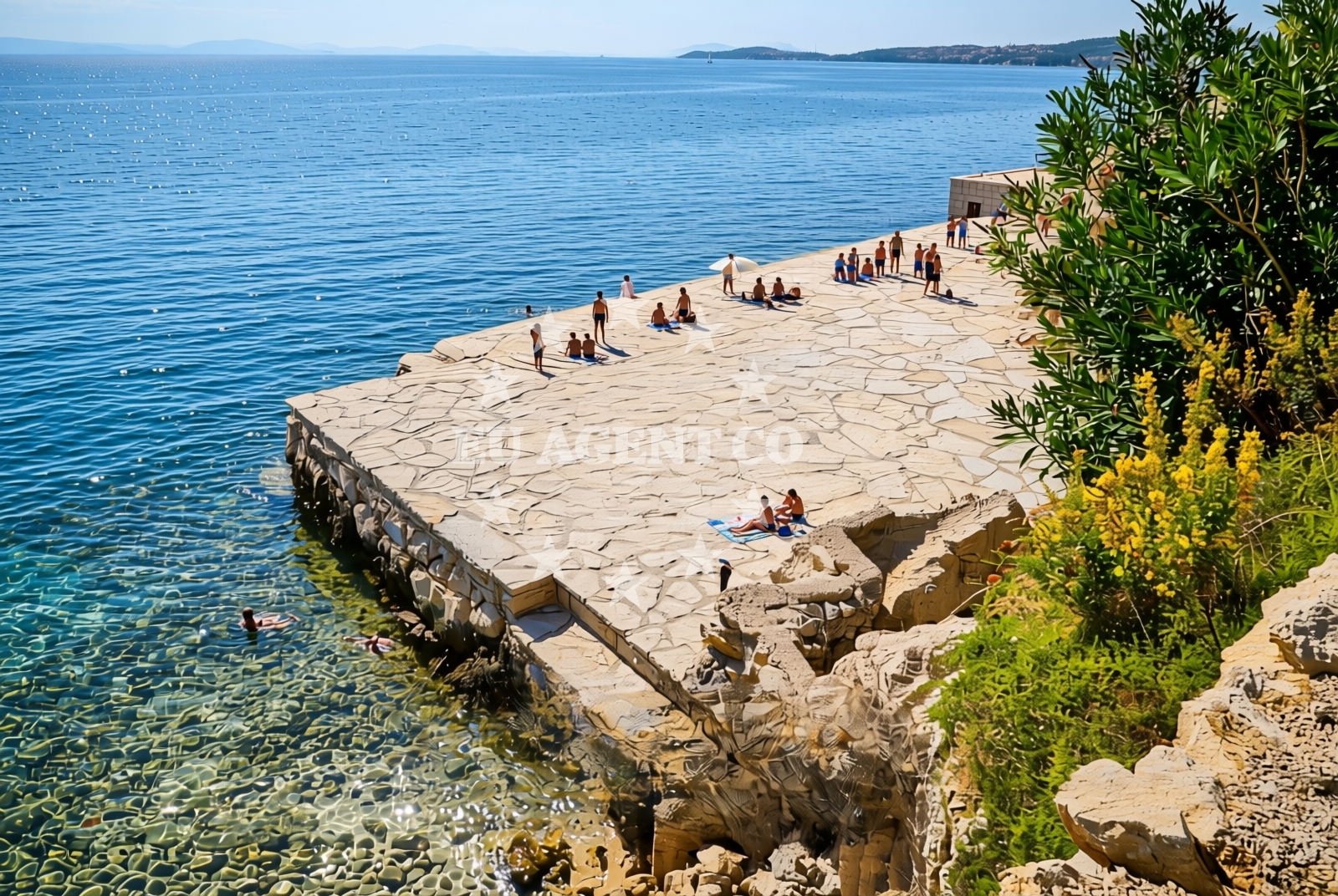 Sea and coastal view of Južni porat, Kustići (Pag) Beach in Južni porat