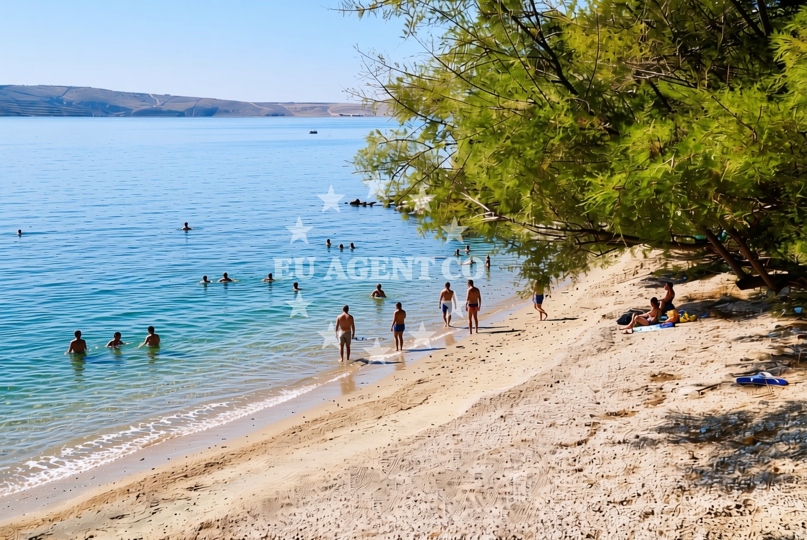 Beach facilities and surroundings at Južni porat, Kustići (Pag) Beach in Južni porat