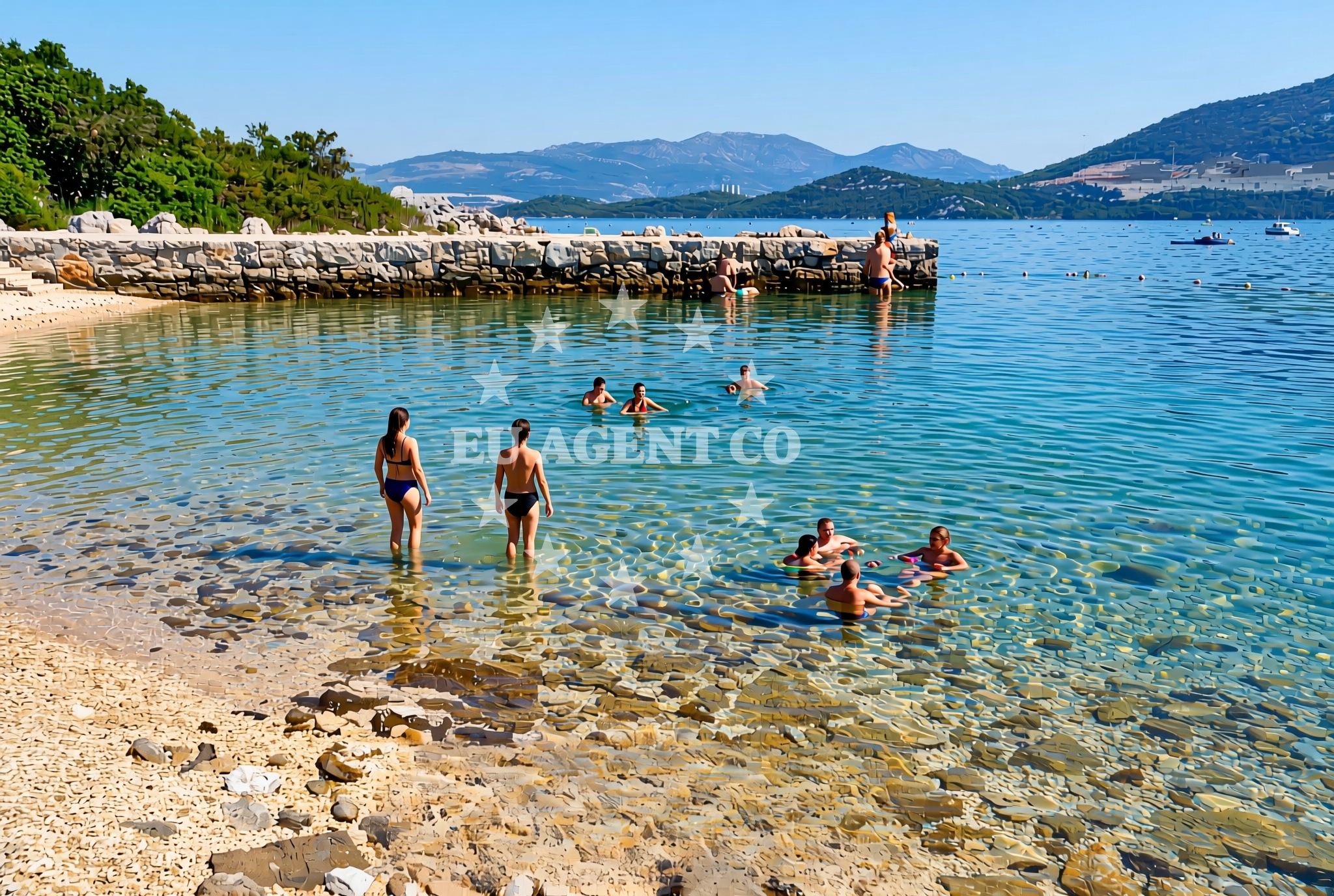Overview of Kabli jug, Putniković Beach in Kabli jug