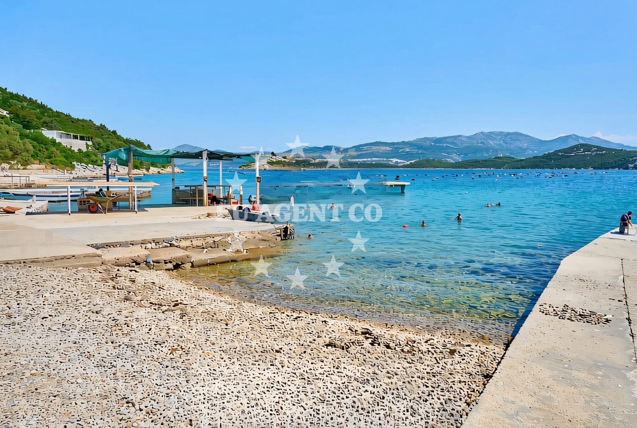 Shoreline and swimming area at Kabli sjever, Putniković Beach in Kabli sjever