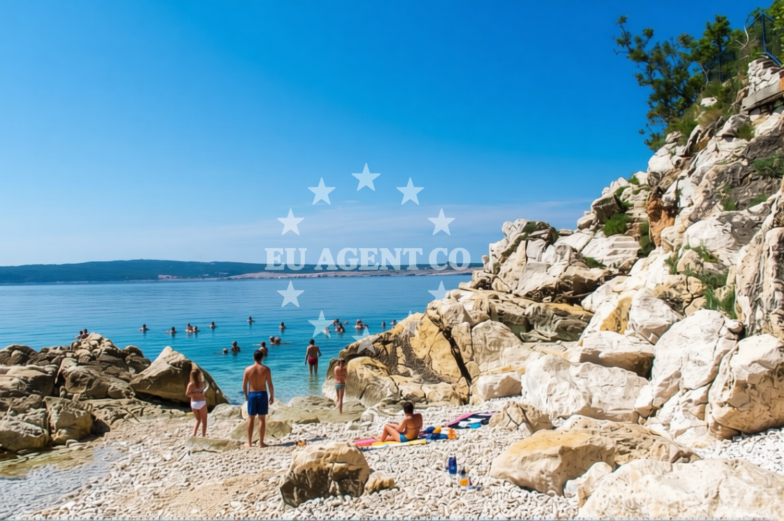 Shoreline and swimming area at Kacjak FKK Beach in Kačjak 83, Dramalj