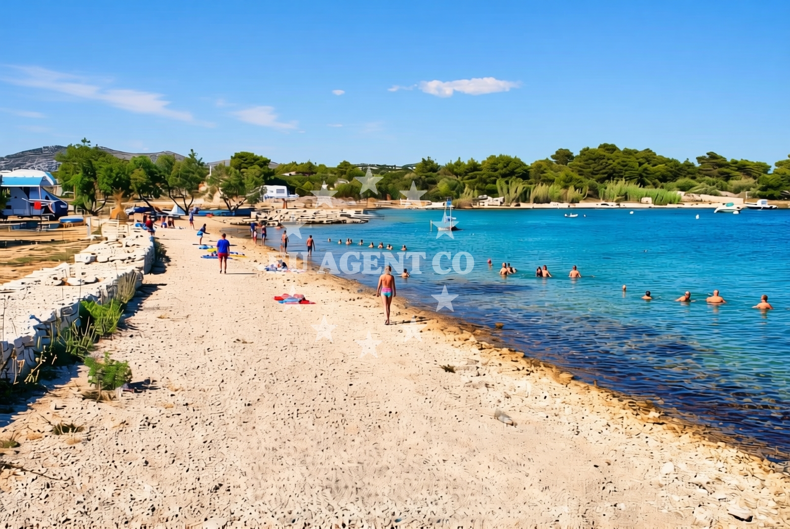 Shoreline and swimming area at Kalebić, Betina (Murter) Beach in Kalebić