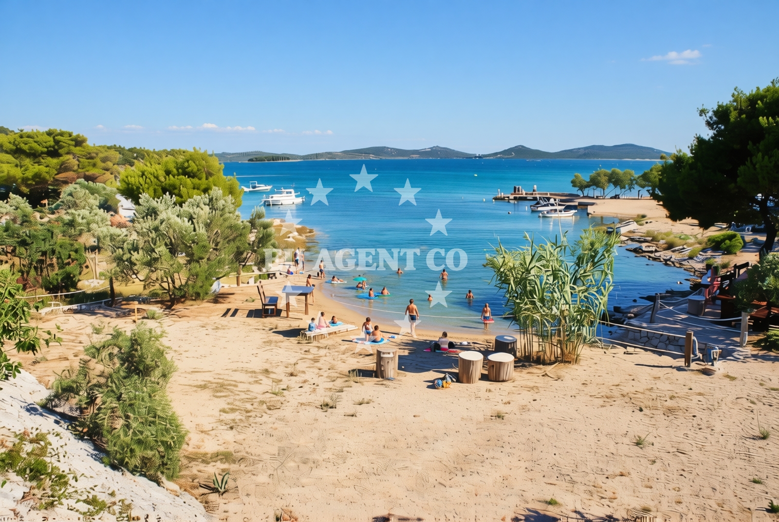 Sea and coastal view of Kalebić, Betina (Murter) Beach in Kalebić