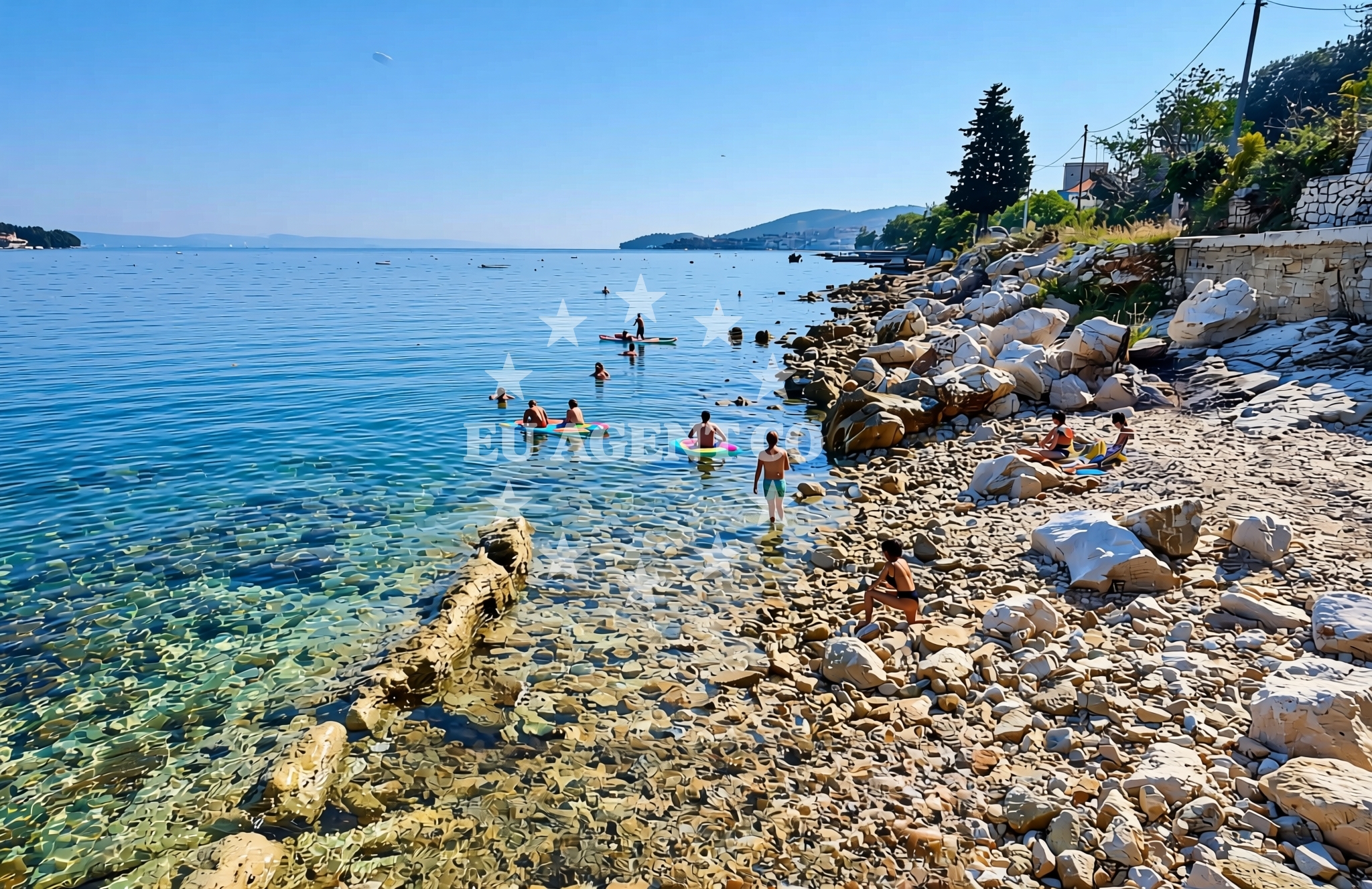 Overview of Kali sjever, Kali (Ugljan) Beach in Kali sjever