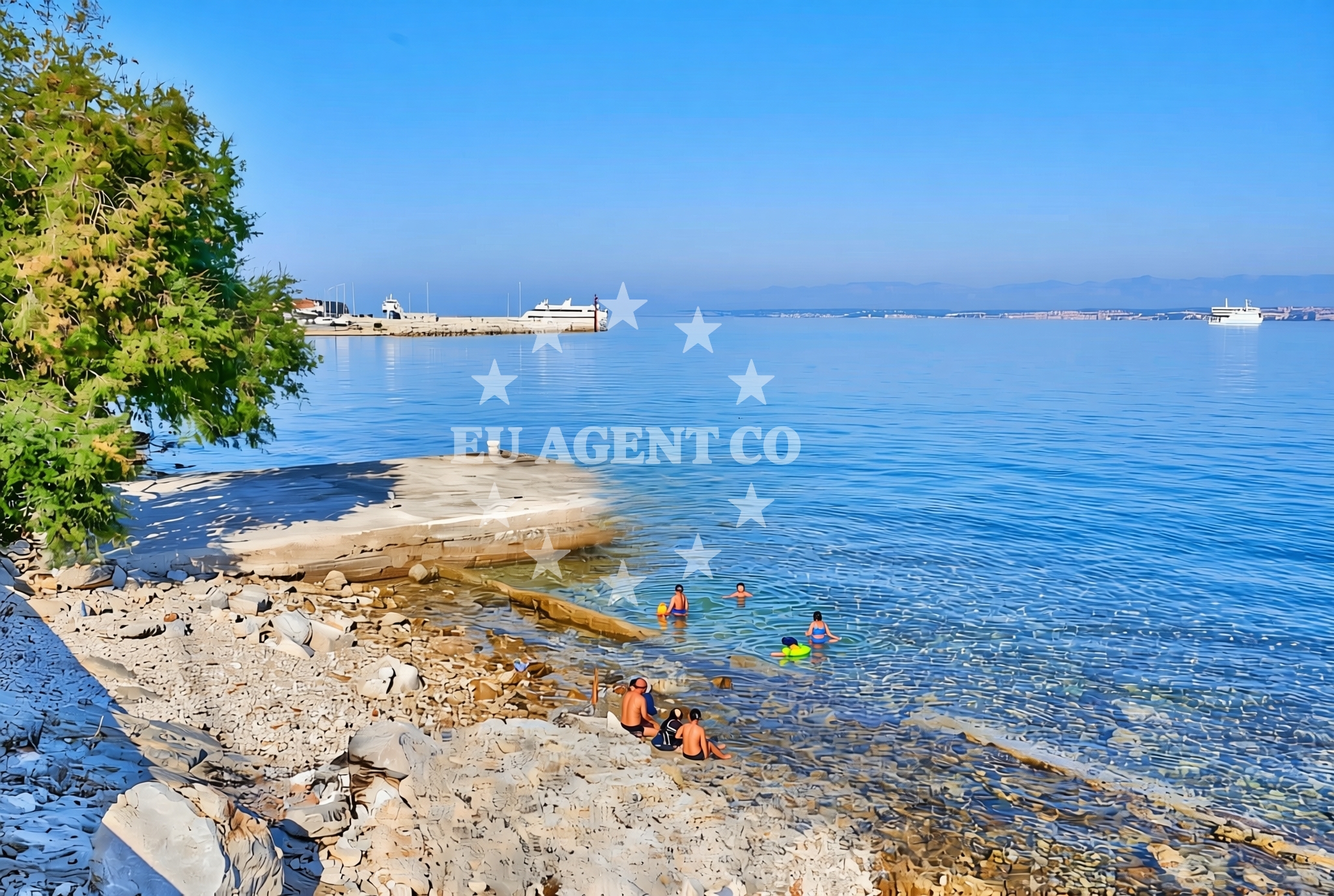 Sea and coastal view of Kali sjever, Kali (Ugljan) Beach in Kali sjever