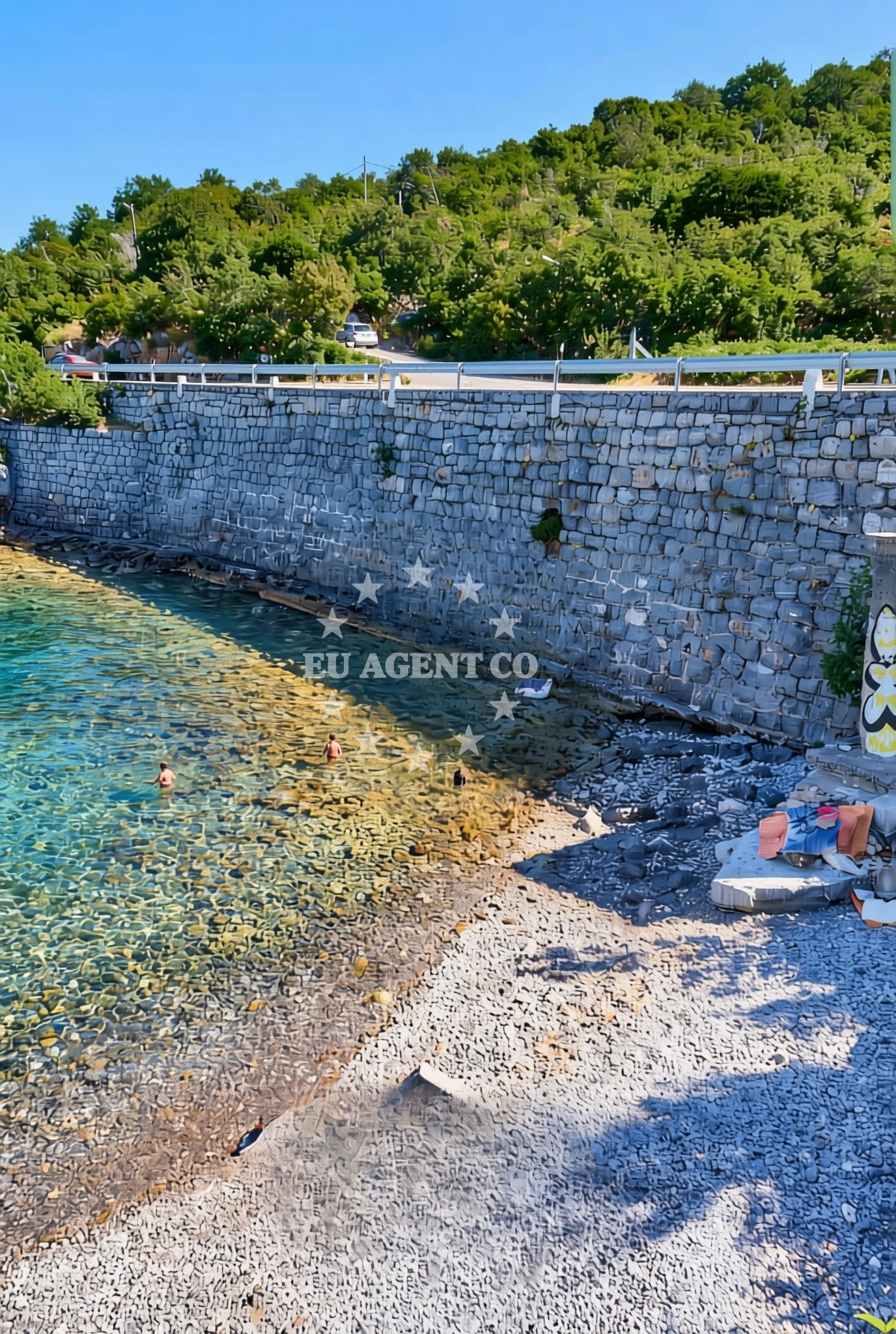 Shoreline and swimming area at Kalić sjever, Sveti Juraj Beach in Kalić sjever