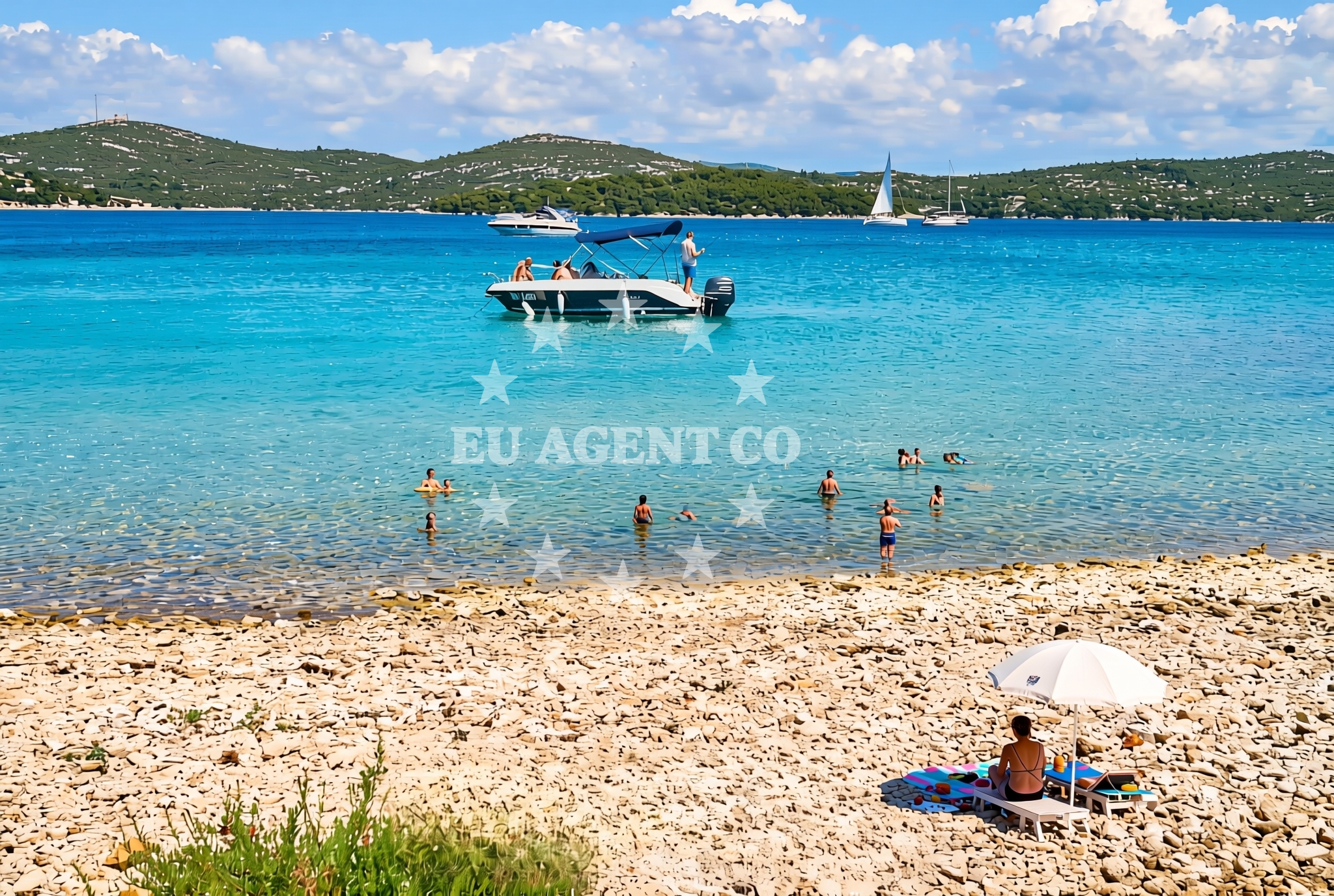 Shoreline and swimming area at Kamenčine, Jezera (Murter) Beach in Kamenčine