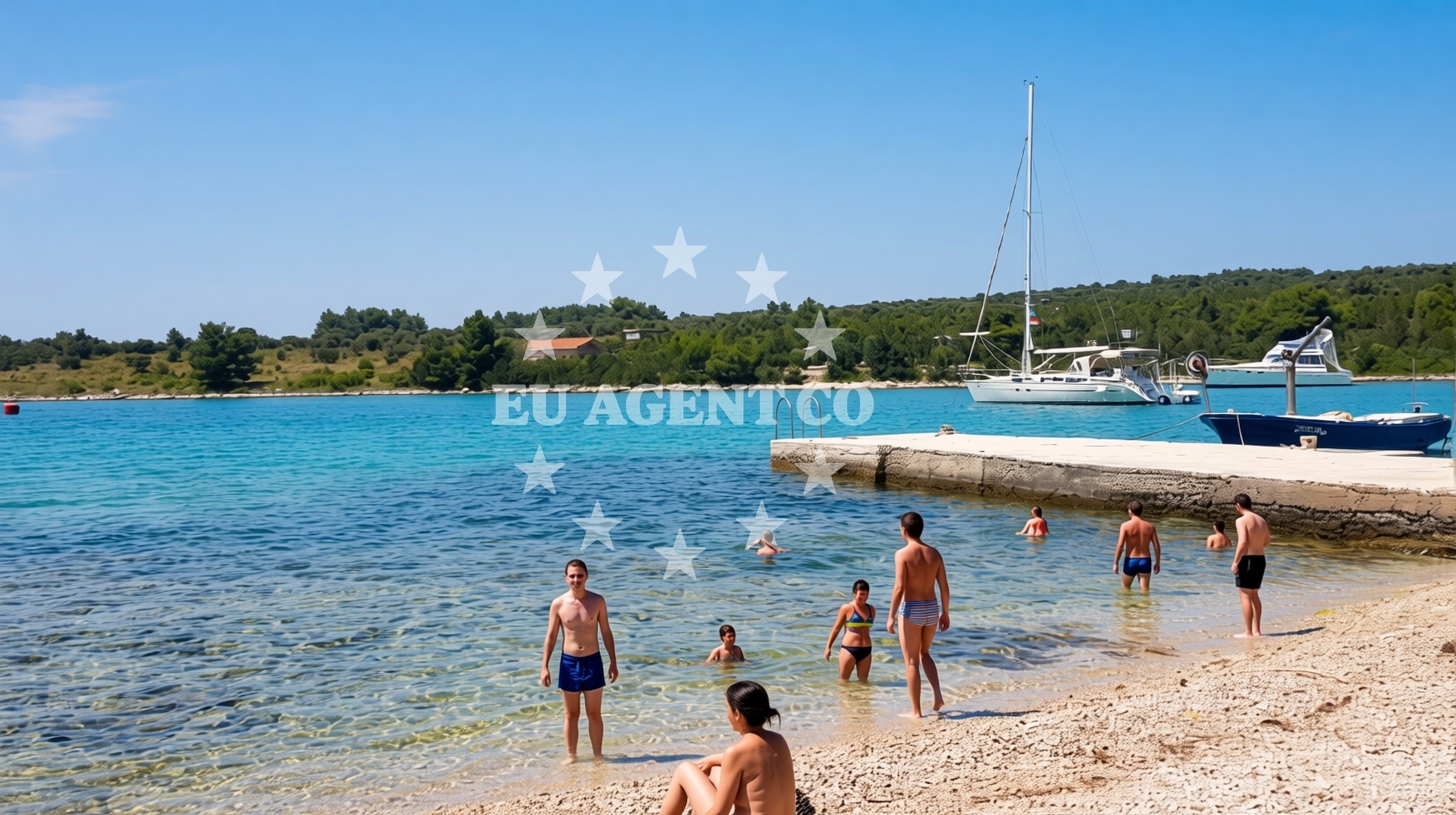 Shoreline and swimming area at Kamenica beach in Lovište 269 3, Lovište