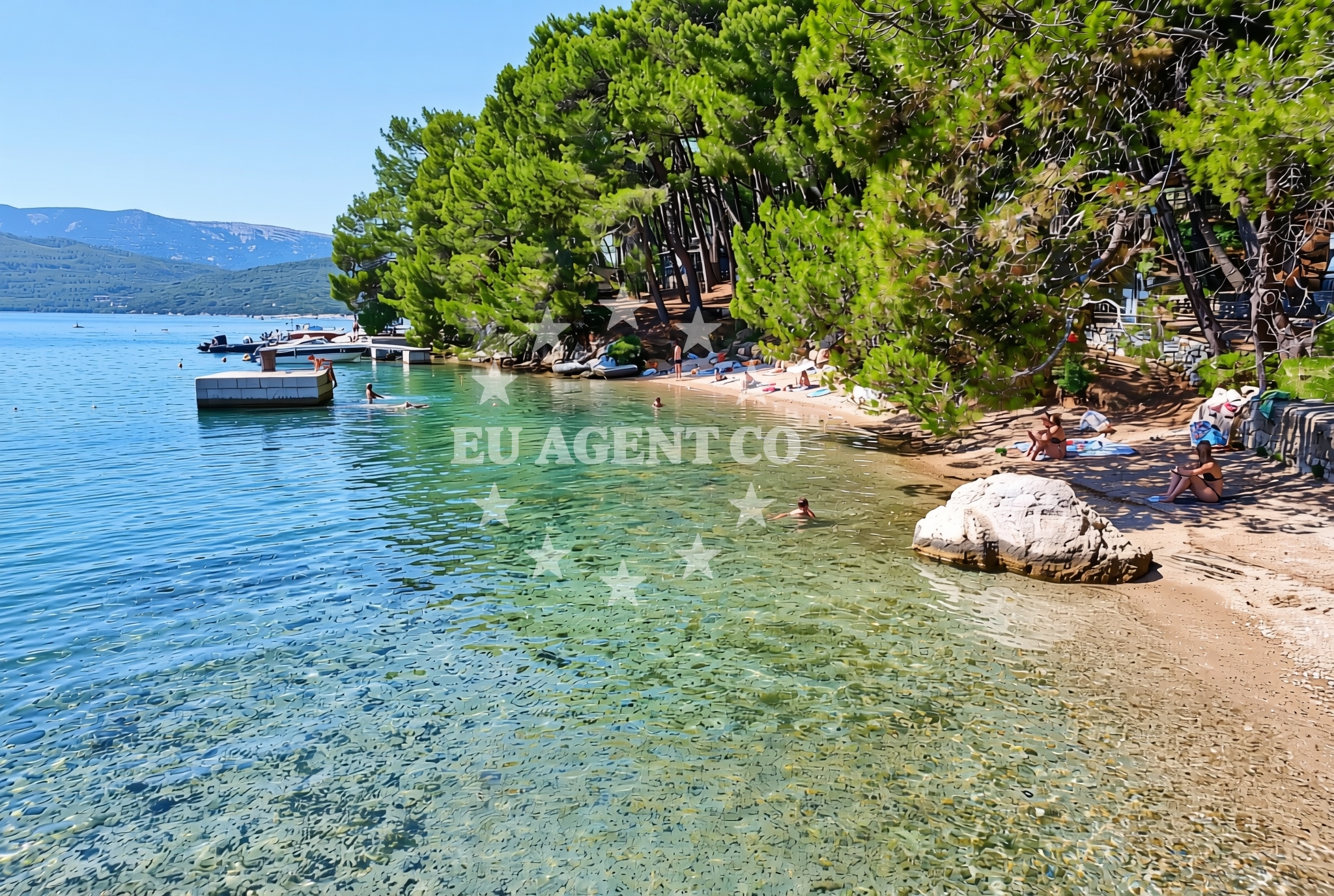 Shoreline and swimming area at Kamp Bijar istok, Osor (Cres) Beach in Kamp Bijar istok
