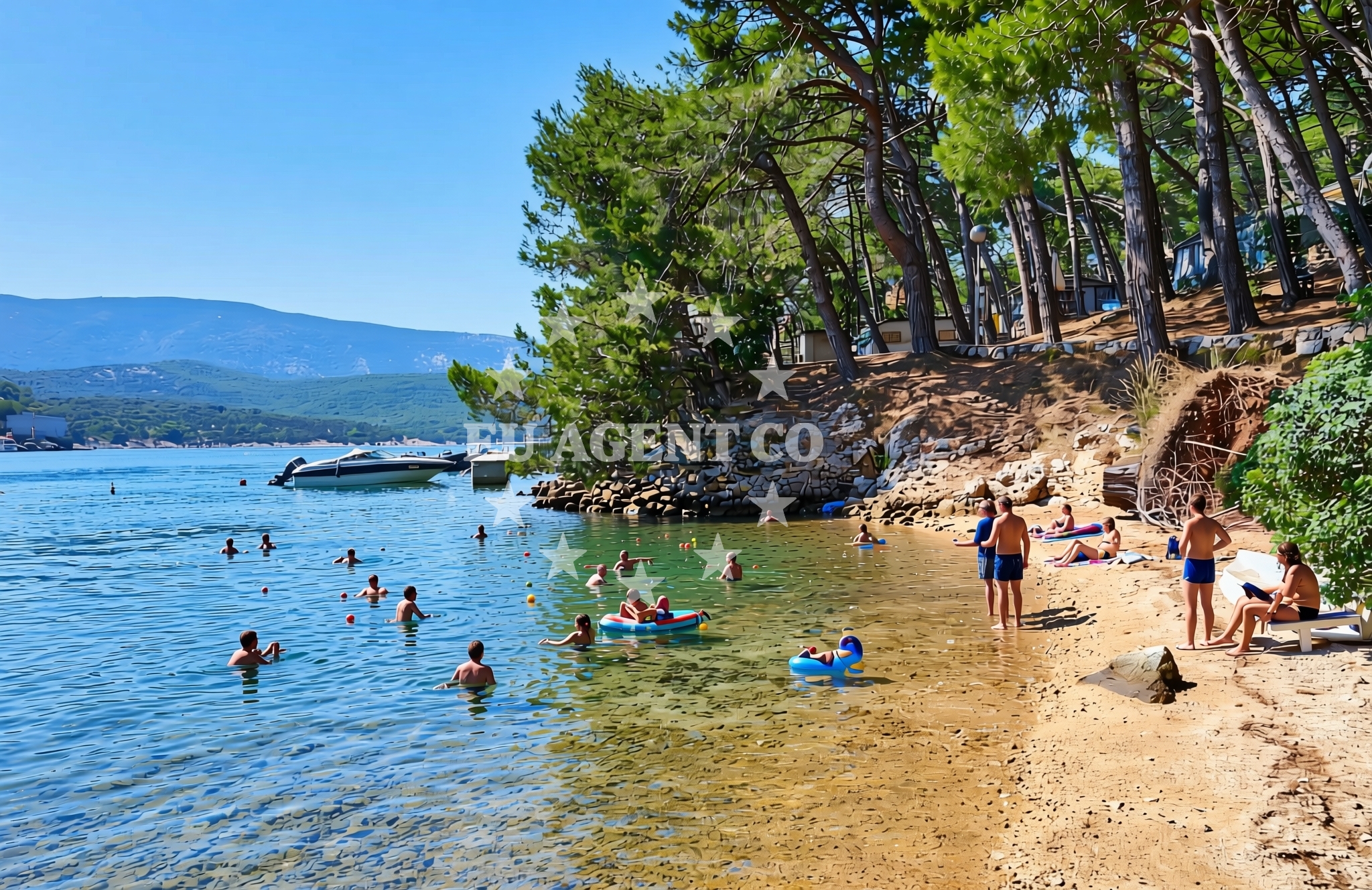 Sea and coastal view of Kamp Bijar istok, Osor (Cres) Beach in Kamp Bijar istok