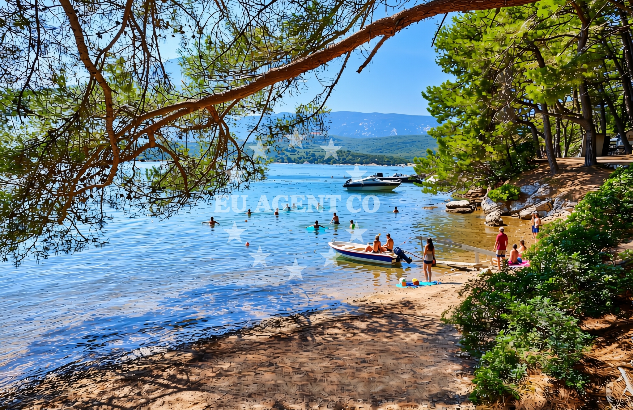Beach facilities and surroundings at Kamp Bijar istok, Osor (Cres) Beach in Kamp Bijar istok