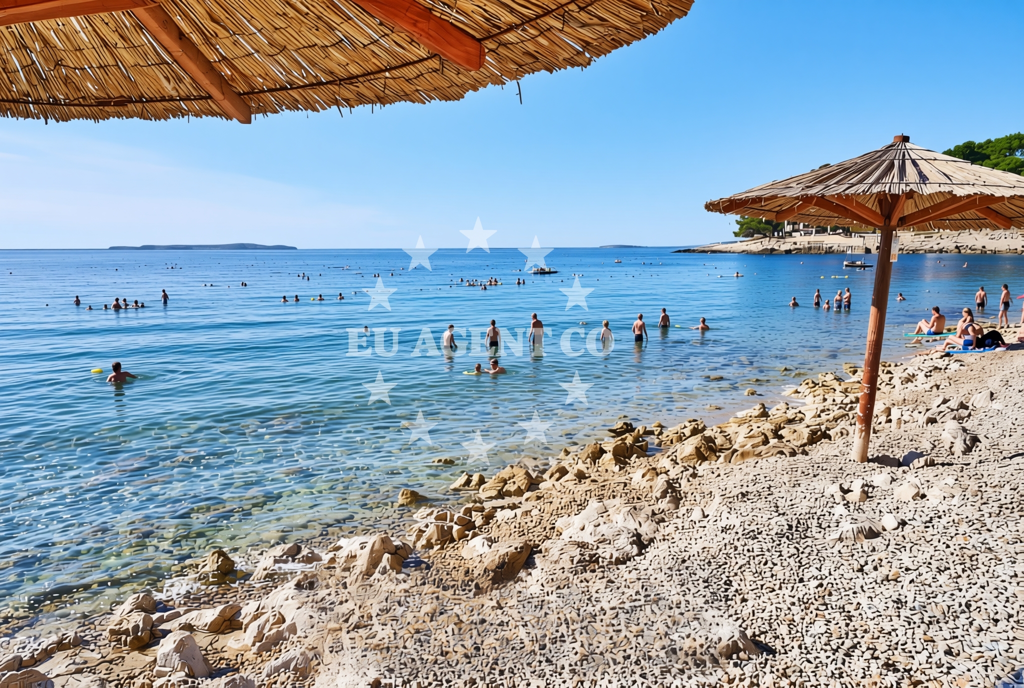 Sea and coastal view of Kamp Čikat, Mali Lošinj (Lošinj) Beach in Kamp Čikat