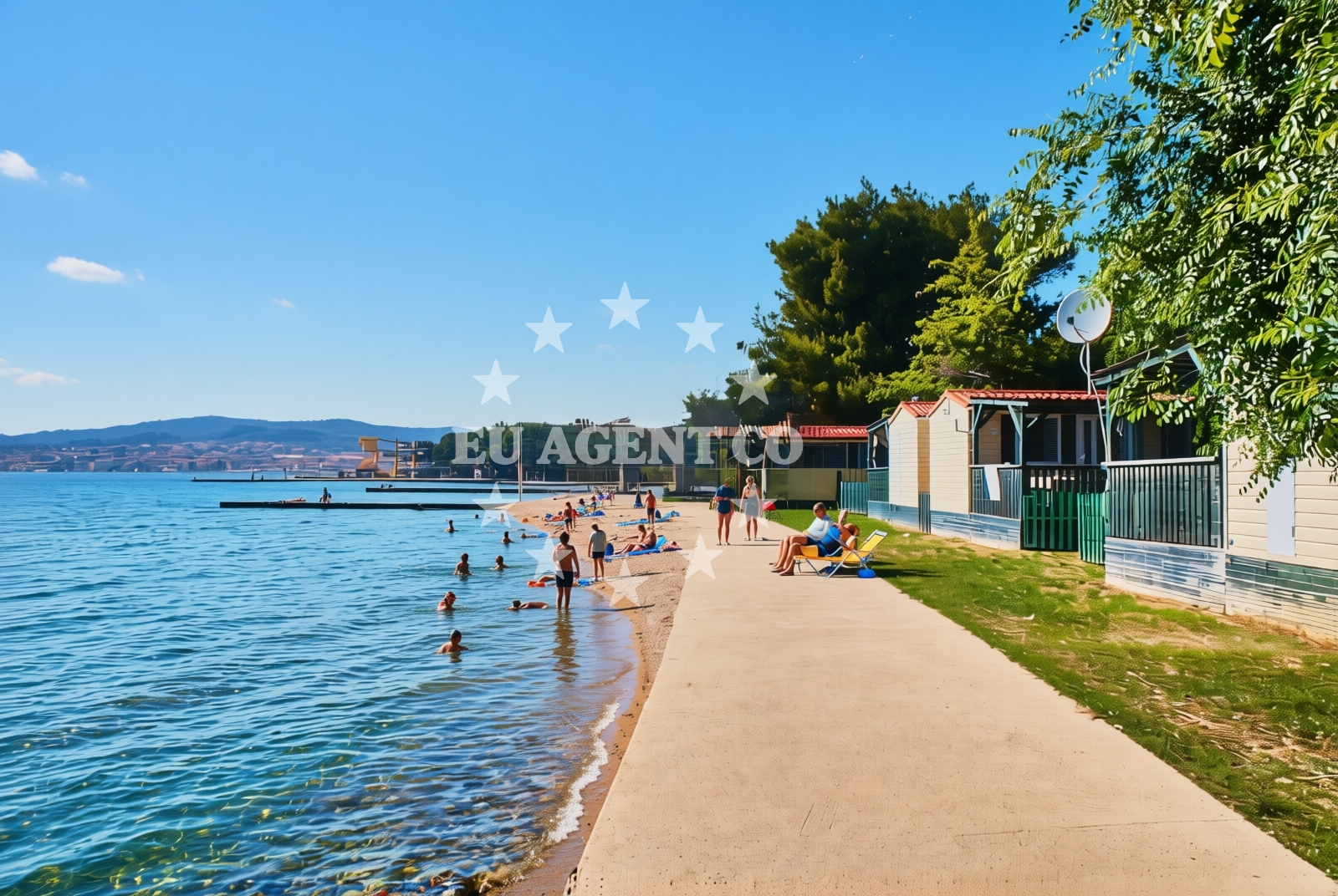Shoreline and swimming area at Kamp Imperial, Vodice Beach in Kamp Imperial