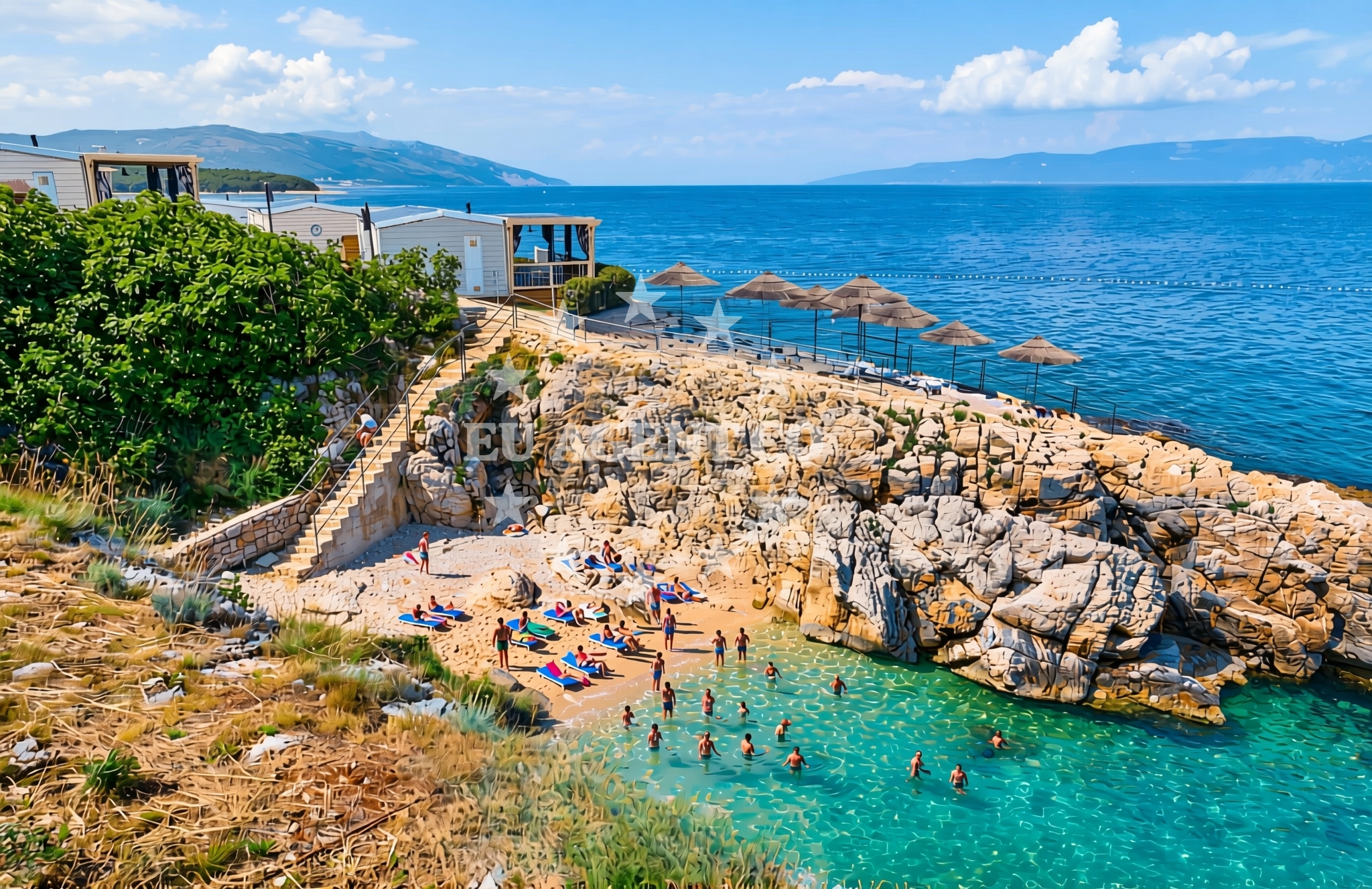 Overview of Kamp istok (dog beach), Sveta Marina Beach in Kamp istok (plaža za pse)