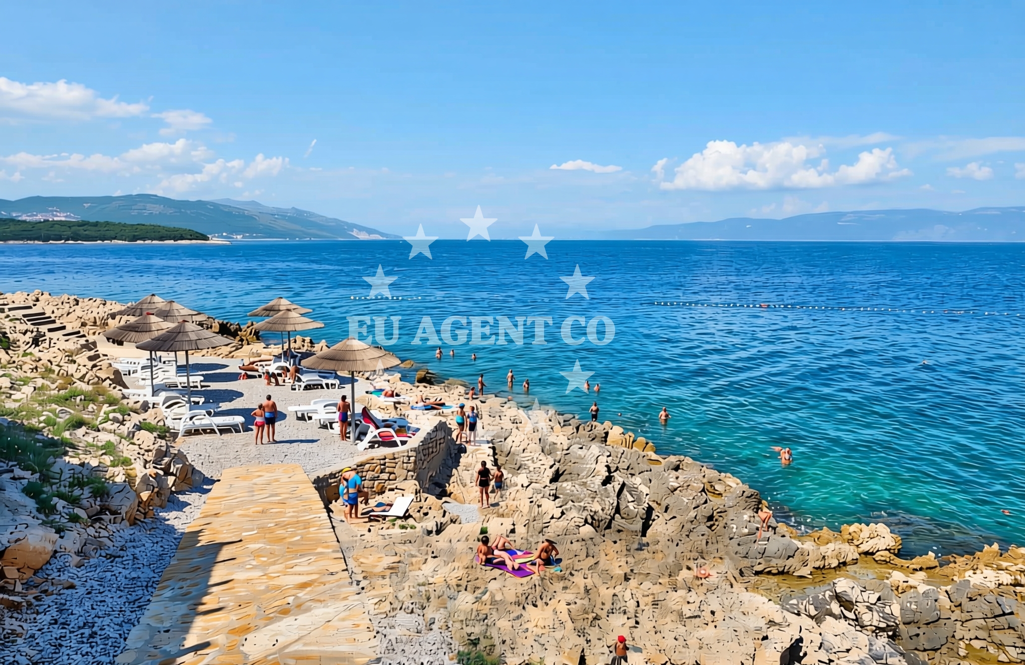 Shoreline and swimming area at Kamp istok (dog beach), Sveta Marina Beach in Kamp istok (plaža za pse)