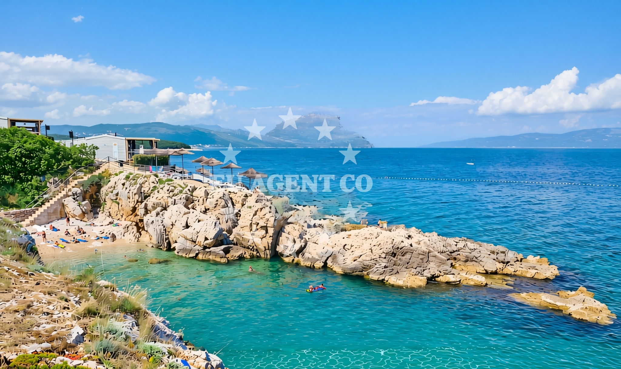 Sea and coastal view of Kamp istok (dog beach), Sveta Marina Beach in Kamp istok (plaža za pse)
