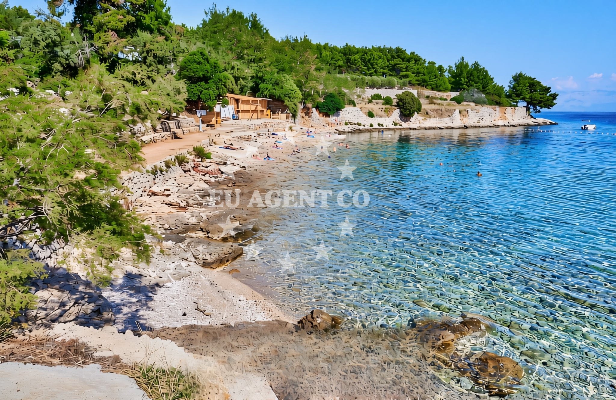 Shoreline and swimming area at Kamp Mina, Jelsa (Hvar) Beach in Kamp Mina