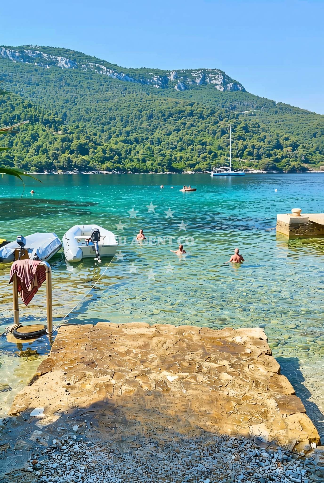Shoreline and swimming area at Kamp, Žuljana Beach in Kamp