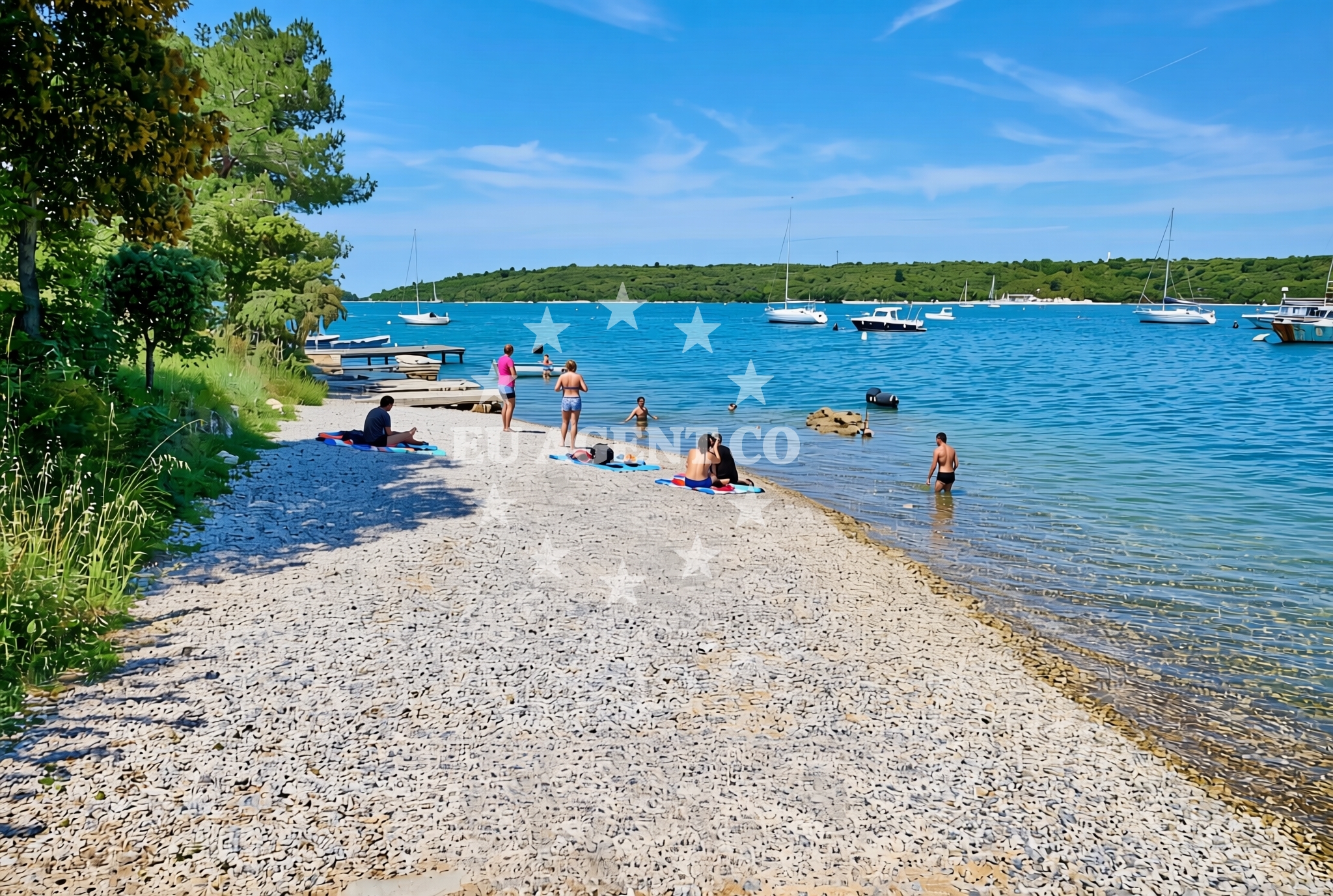 Shoreline and swimming area at Kanalić, Banjole Beach in Kanalić