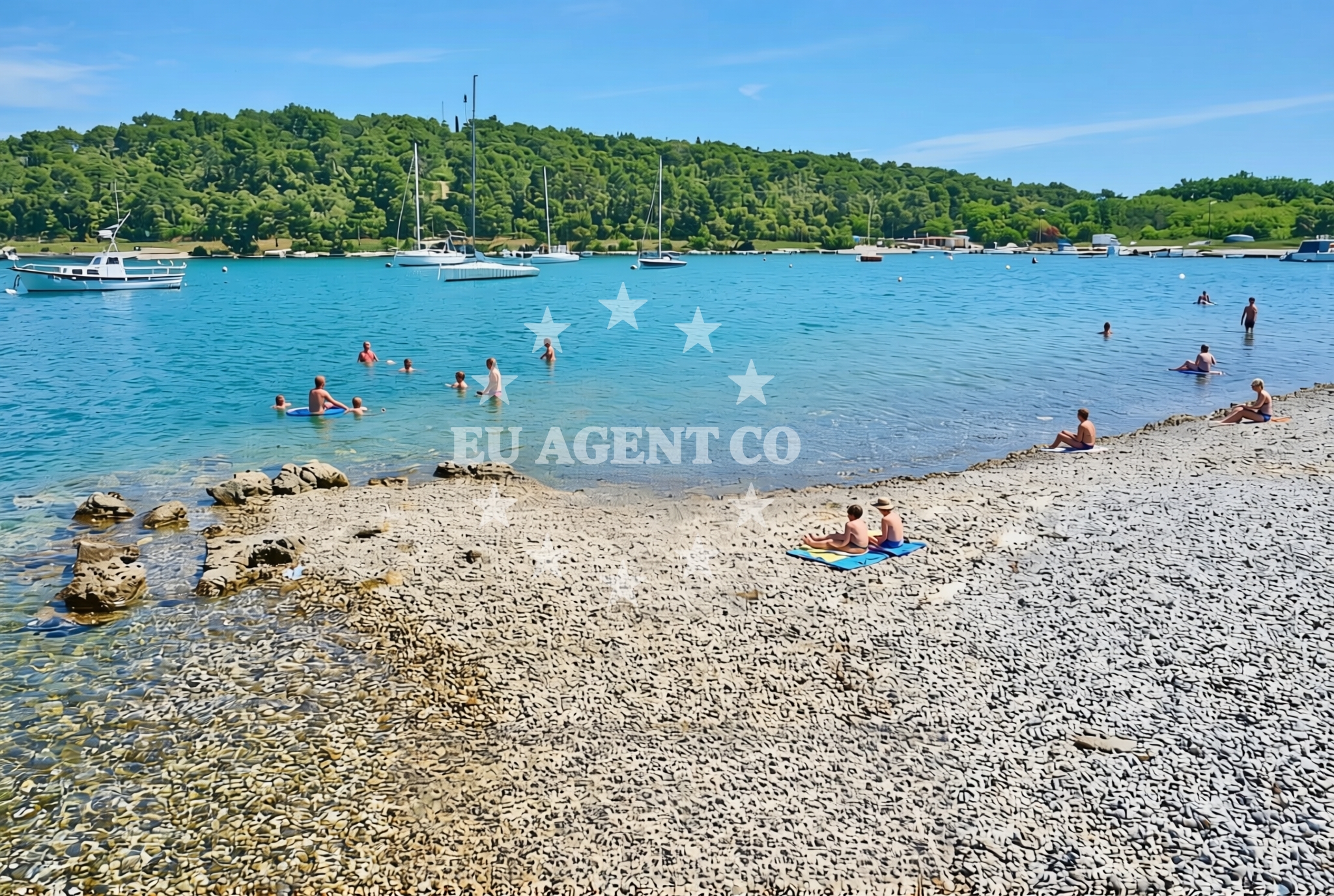 Sea and coastal view of Kanalić, Banjole Beach in Kanalić