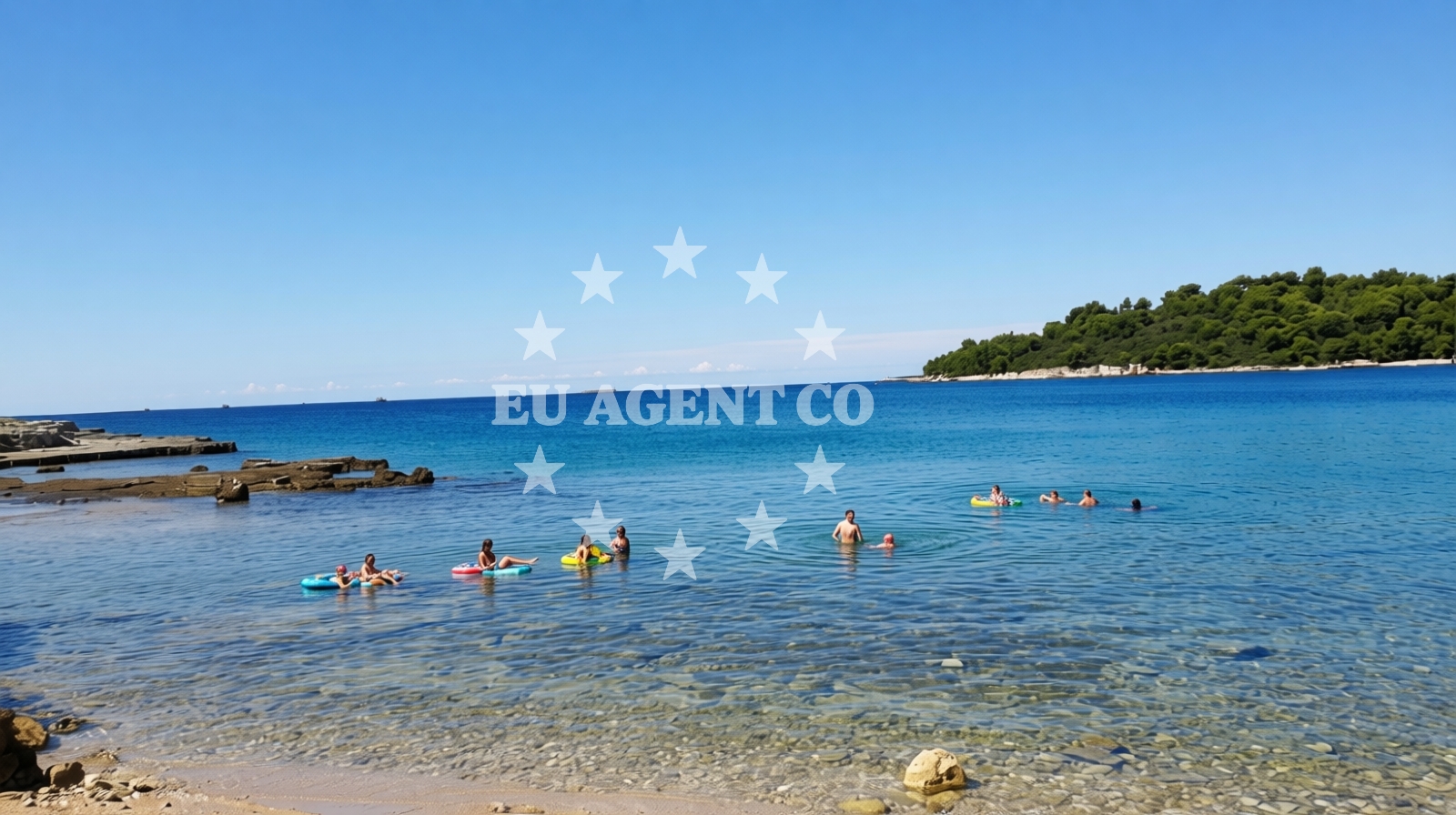 Shoreline and swimming area at Kanalic beach in Pelini ulica 2, Pula