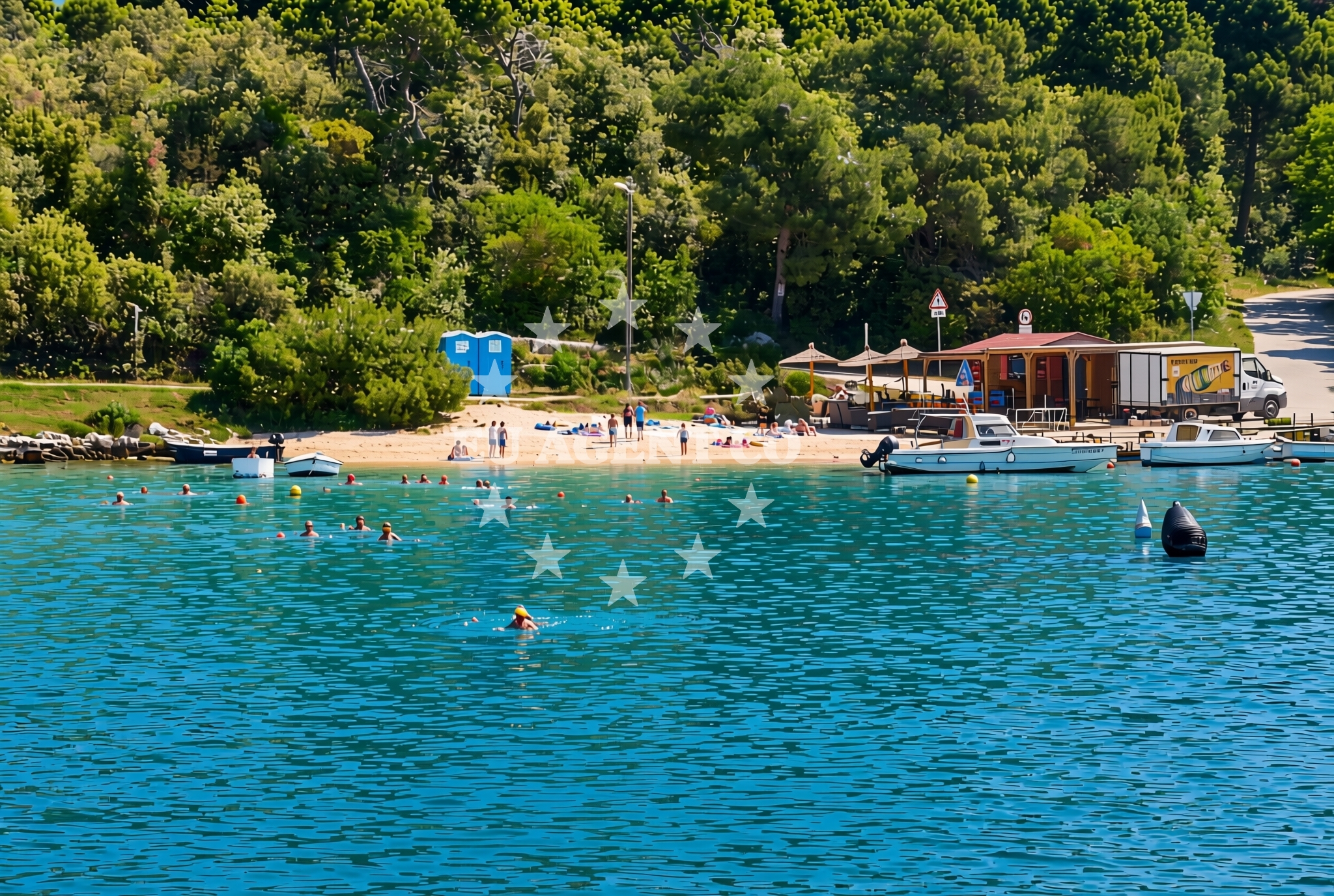 Shoreline and swimming area at Kanalić (dog beach), Vinkuran Beach in Kanalić (plaža za pse)