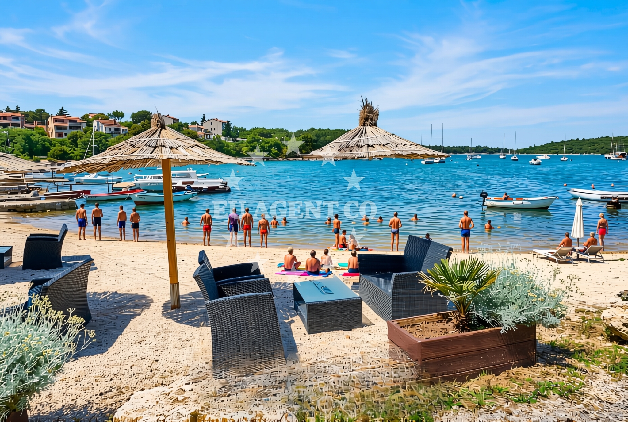 Beach facilities and surroundings at Kanalić (dog beach), Vinkuran Beach in Kanalić (plaža za pse)