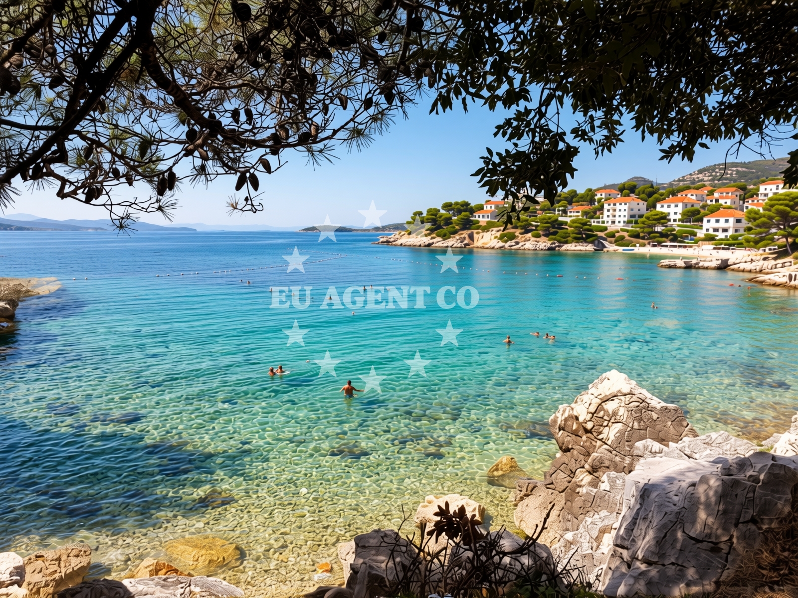 Sea and coastal view of Kandarola beach in KAMPOR 68 B,E,F,G Apartments, Rab