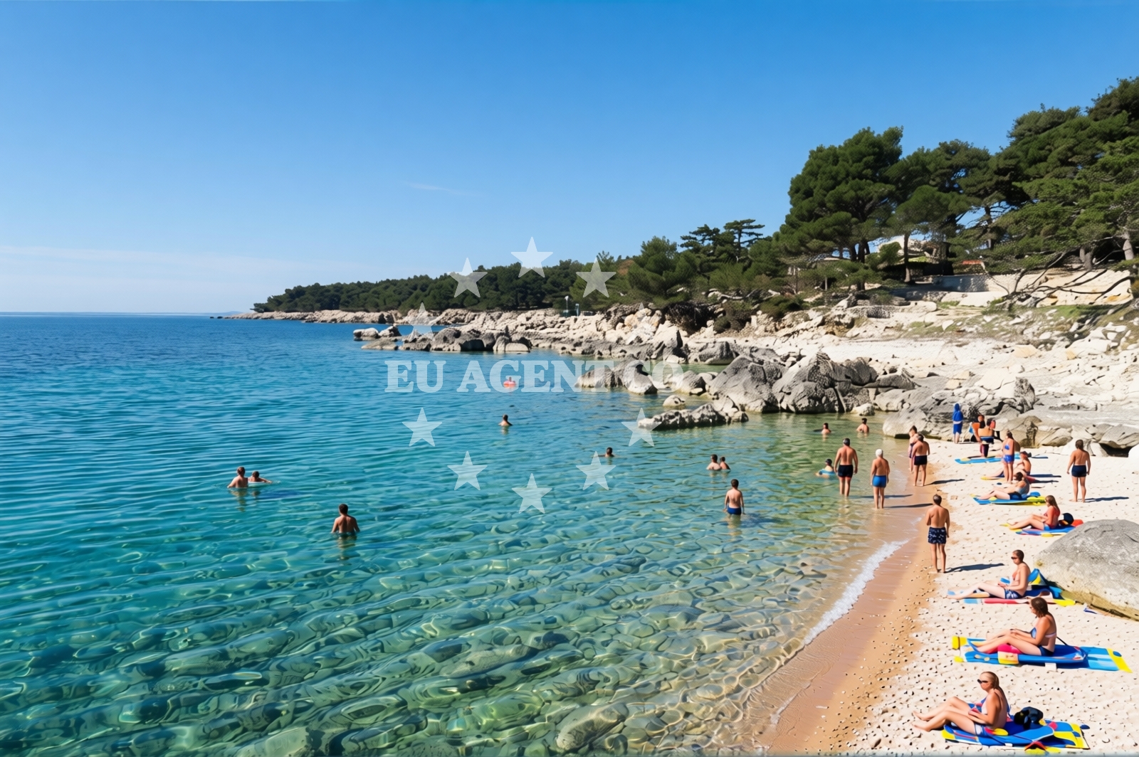 Overview of Kandarola II beach in KAMPOR 68 B,E,F,G Apartments, Rab