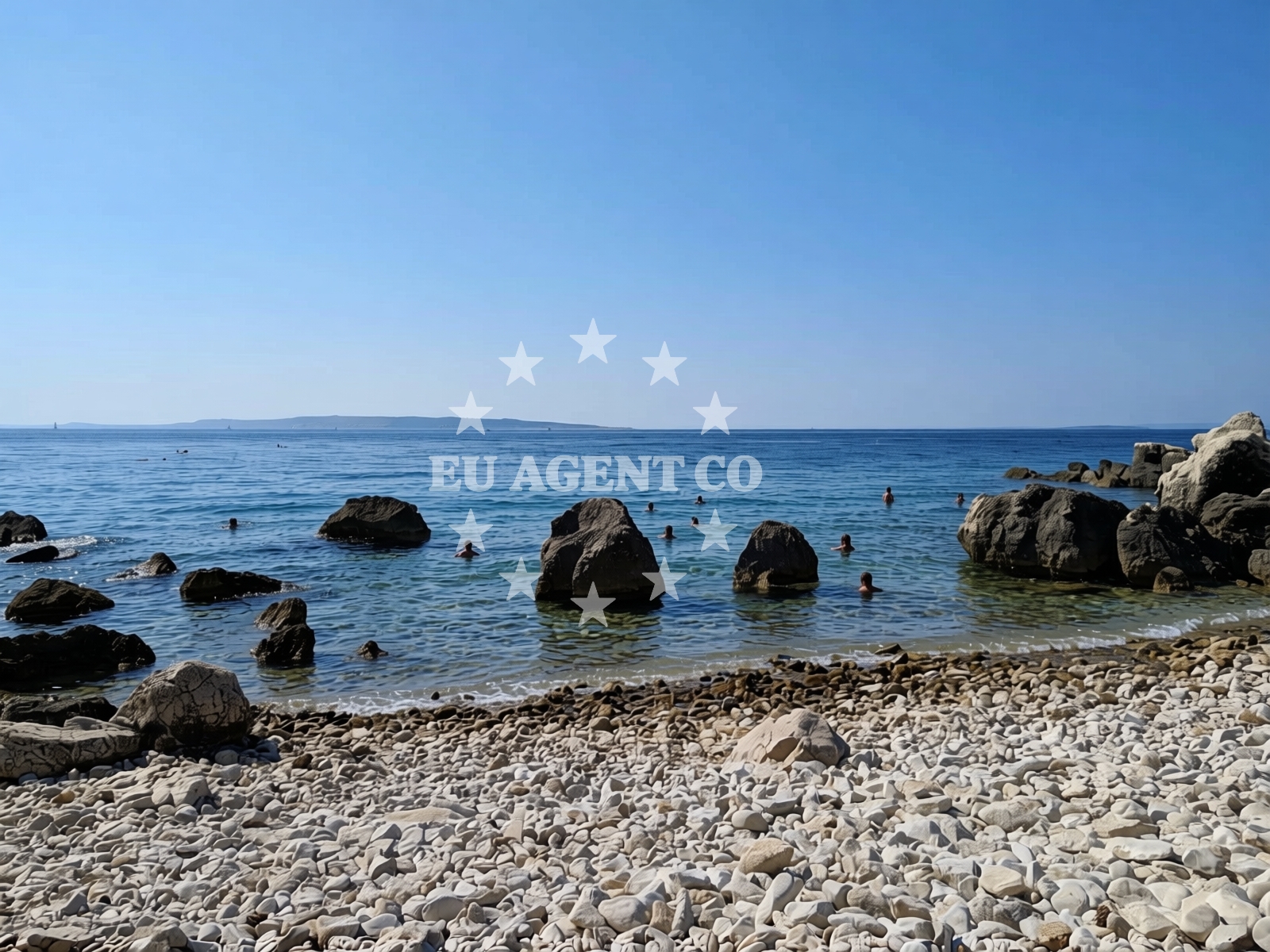 Shoreline and swimming area at Kandarola II beach in KAMPOR 68 B,E,F,G Apartments, Rab