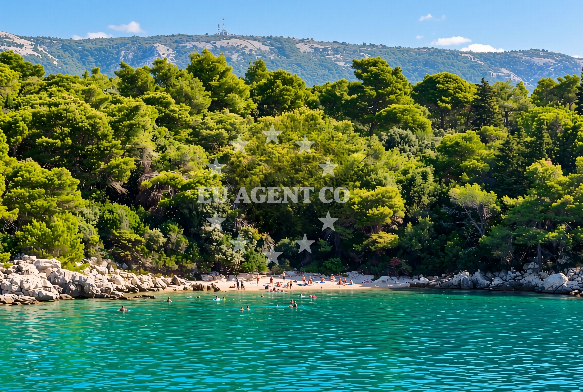 Beach facilities and surroundings at Kandarola II beach in KAMPOR 68 B,E,F,G Apartments, Rab