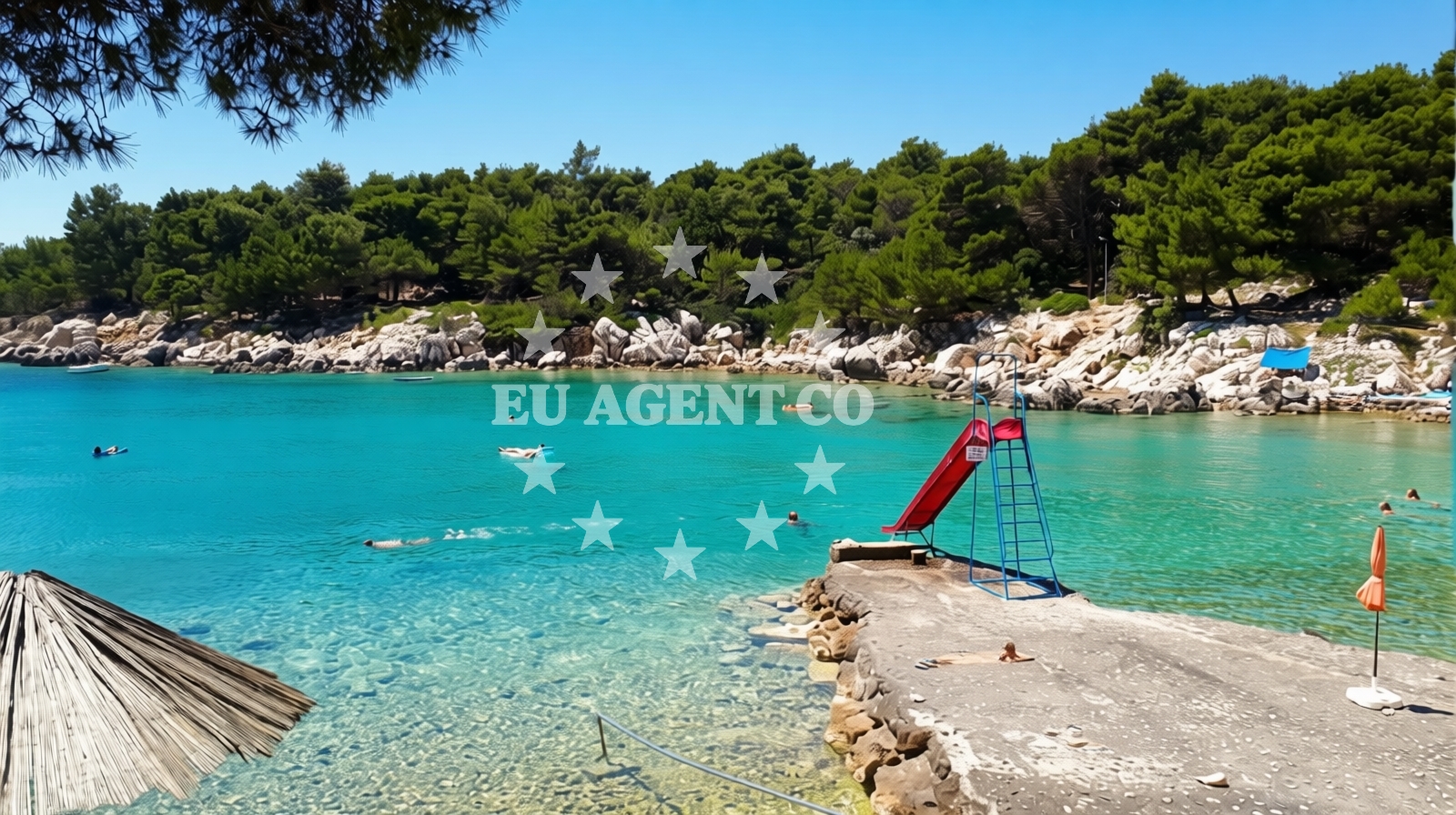 Sea and coastal view of Kandarola III beach in KAMPOR 68 B,E,F,G Apartments, Rab