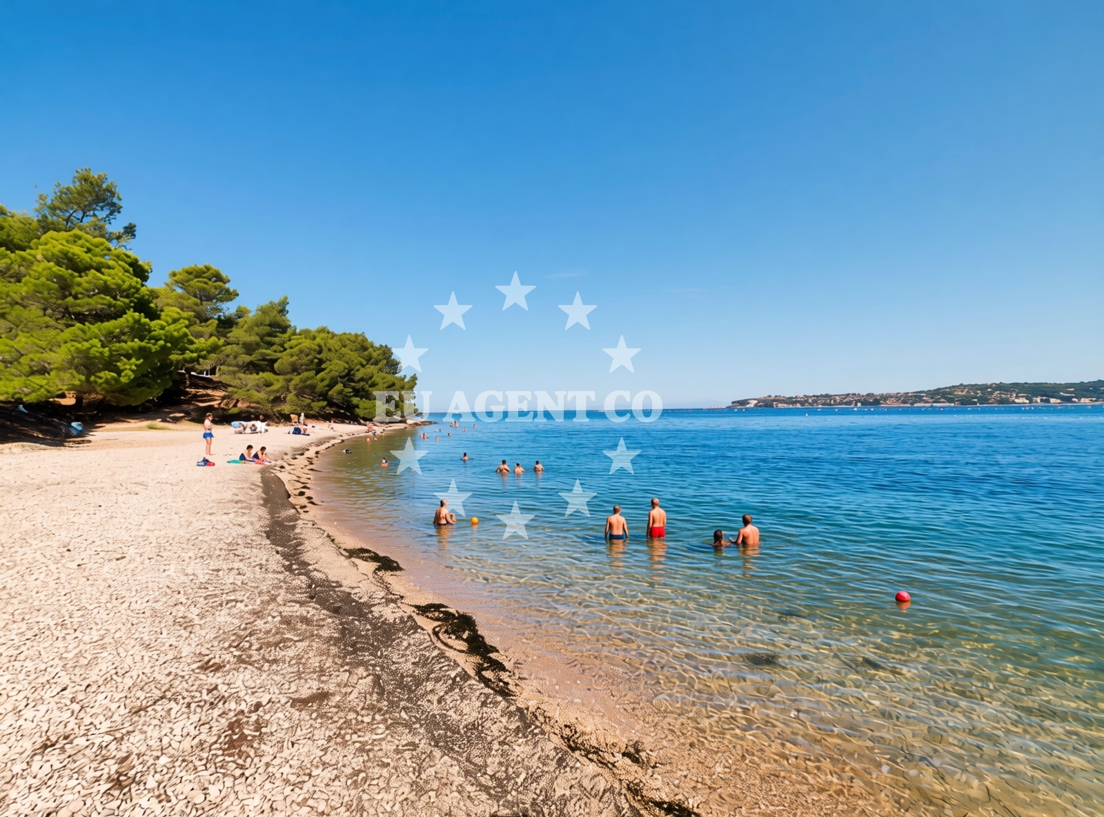 Overview of Kanegra beach in Kanegra 2, Umag