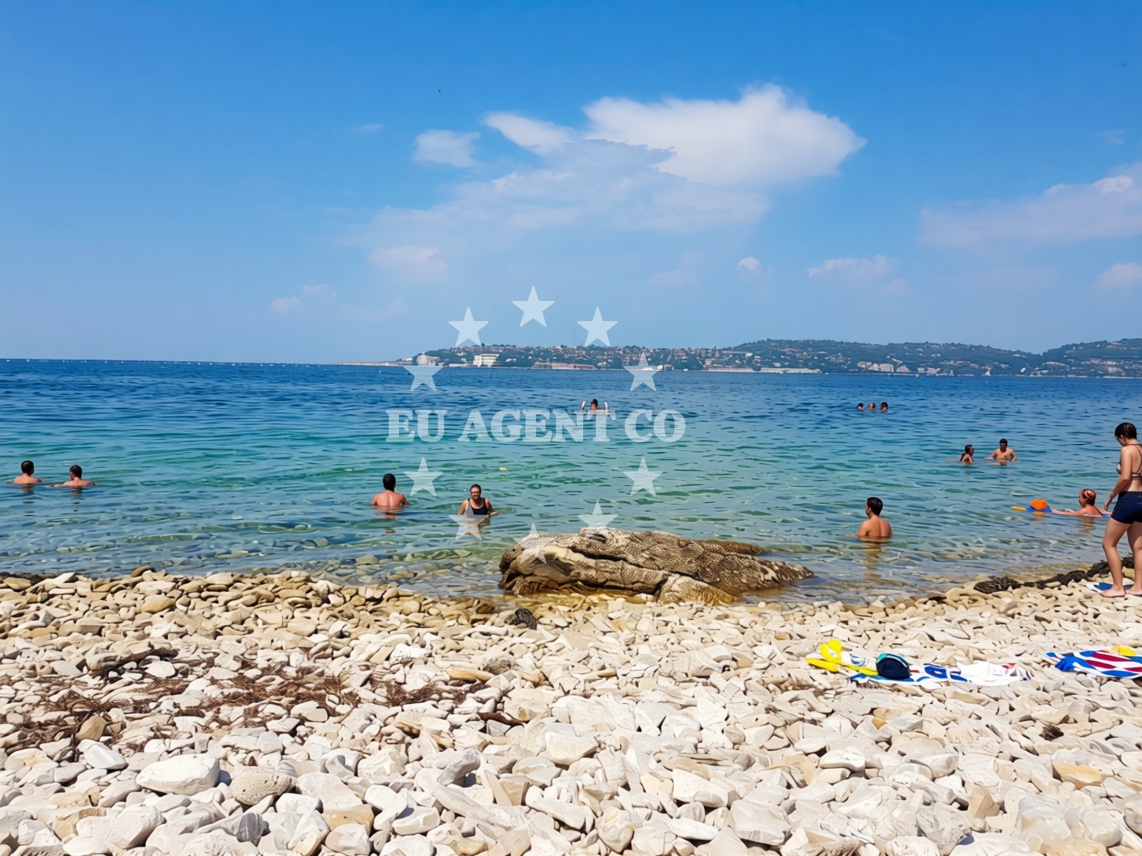 Sea and coastal view of Kanegra beach III in Kanegra 2, Umag