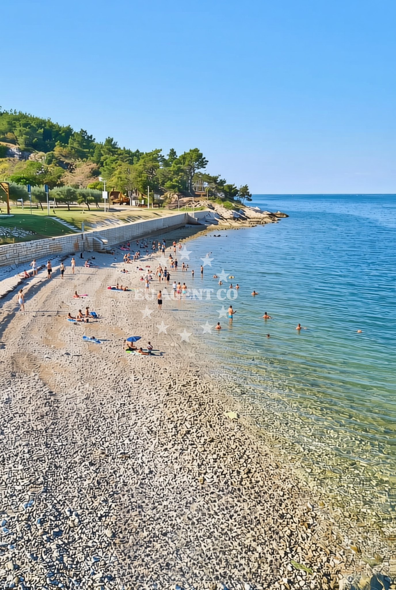 Shoreline and swimming area at Kanegra zapad (dog beach), Kanegra Beach in Kanegra zapad (plaža za pse)