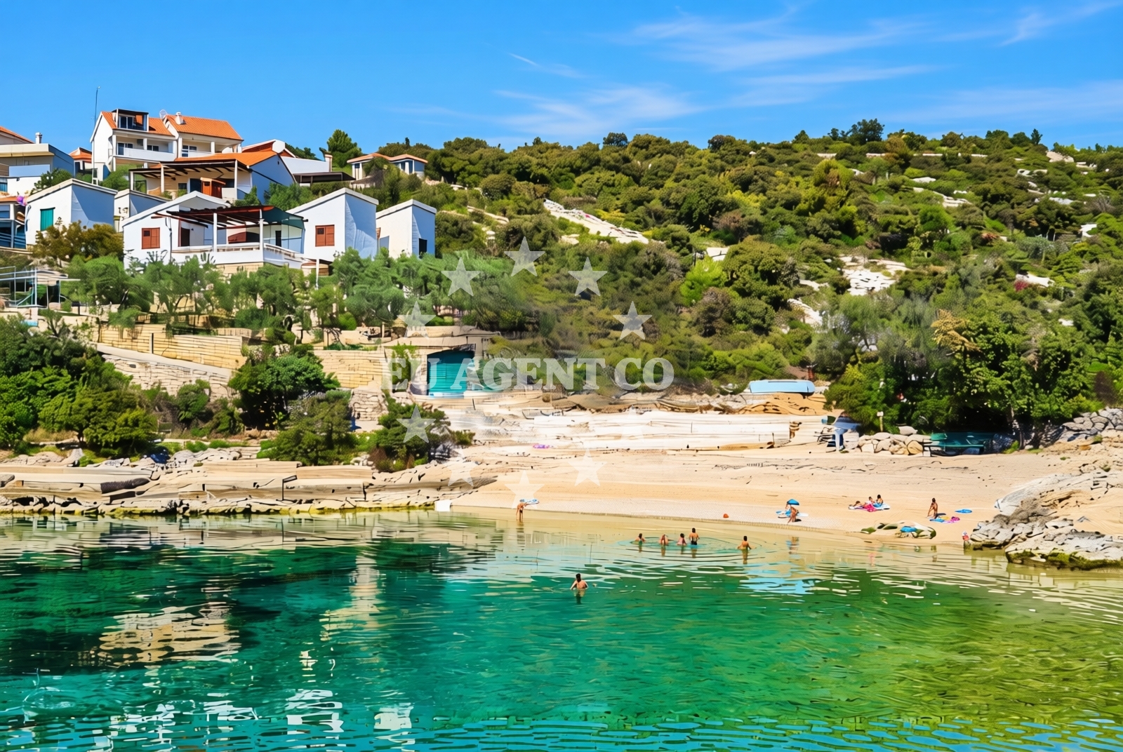 Shoreline and swimming area at Kanica: beaches and coves (5) in Kanica
