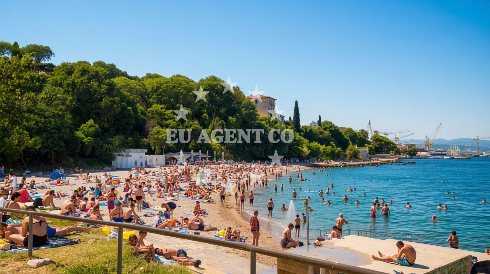 Overview of Kantrida beach in 21 Labinska ulica, Rijeka