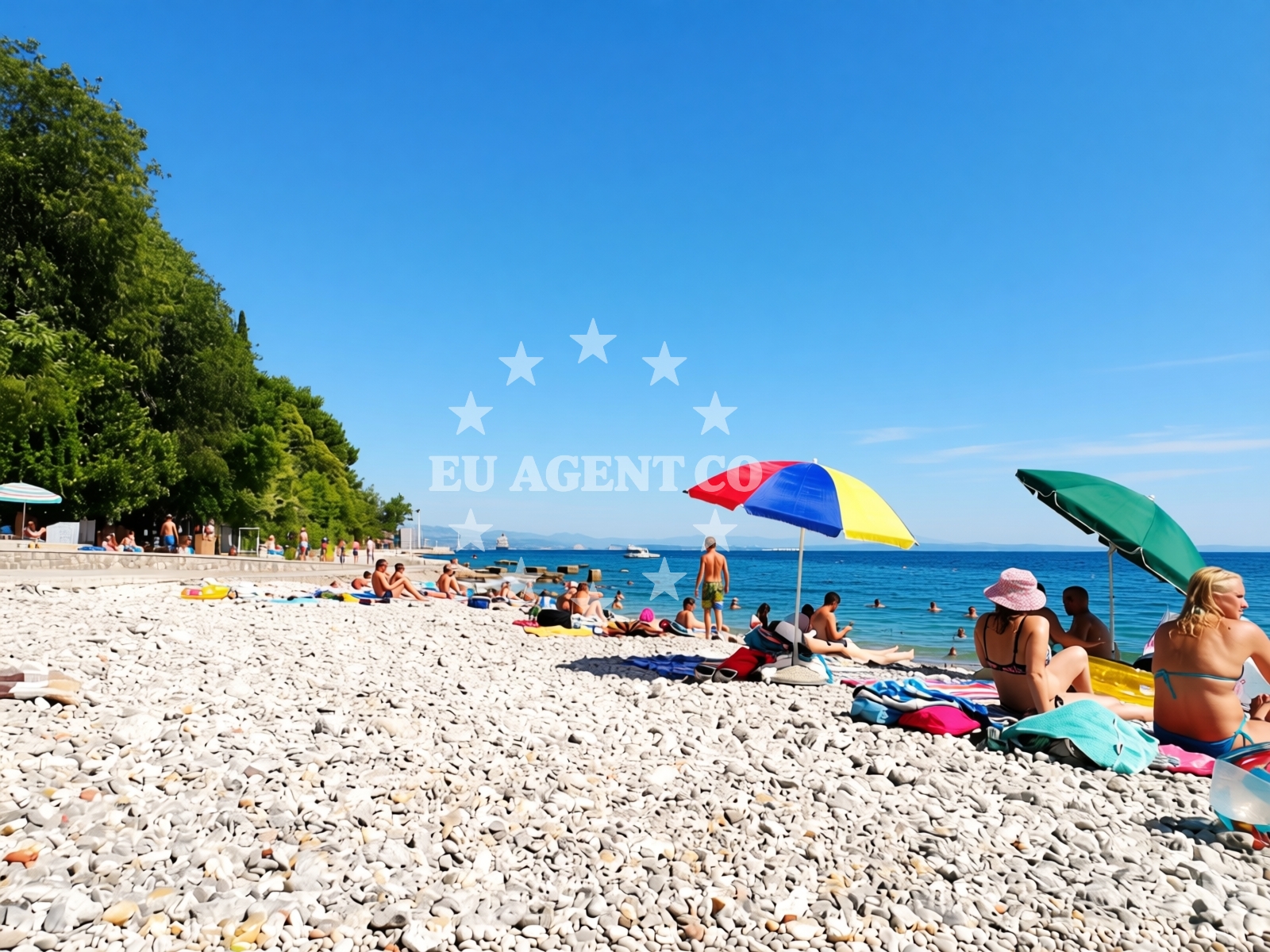 Shoreline and swimming area at Kantrida beach in 21 Labinska ulica, Rijeka