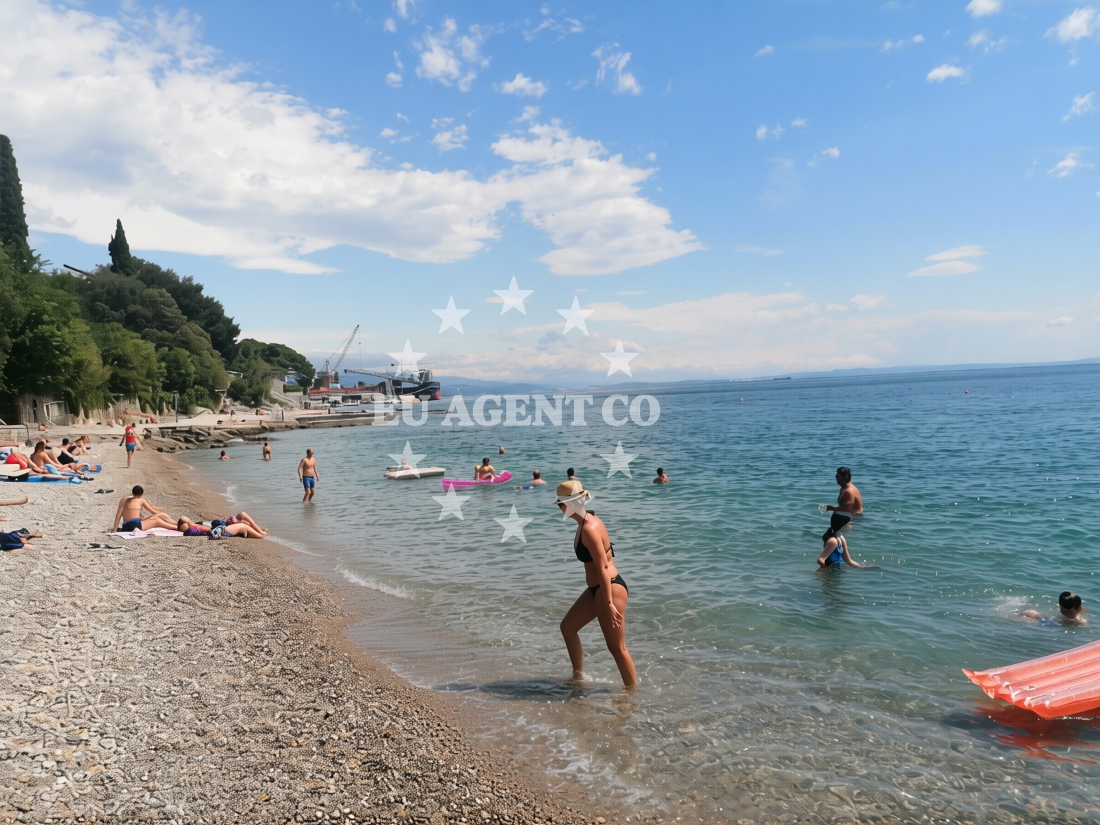 Sea and coastal view of Kantrida beach in 21 Labinska ulica, Rijeka