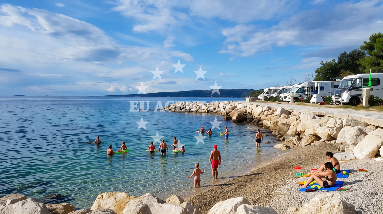 Beach facilities and surroundings at Karaka beach in 3 Ulica Braće Linardića, Krk