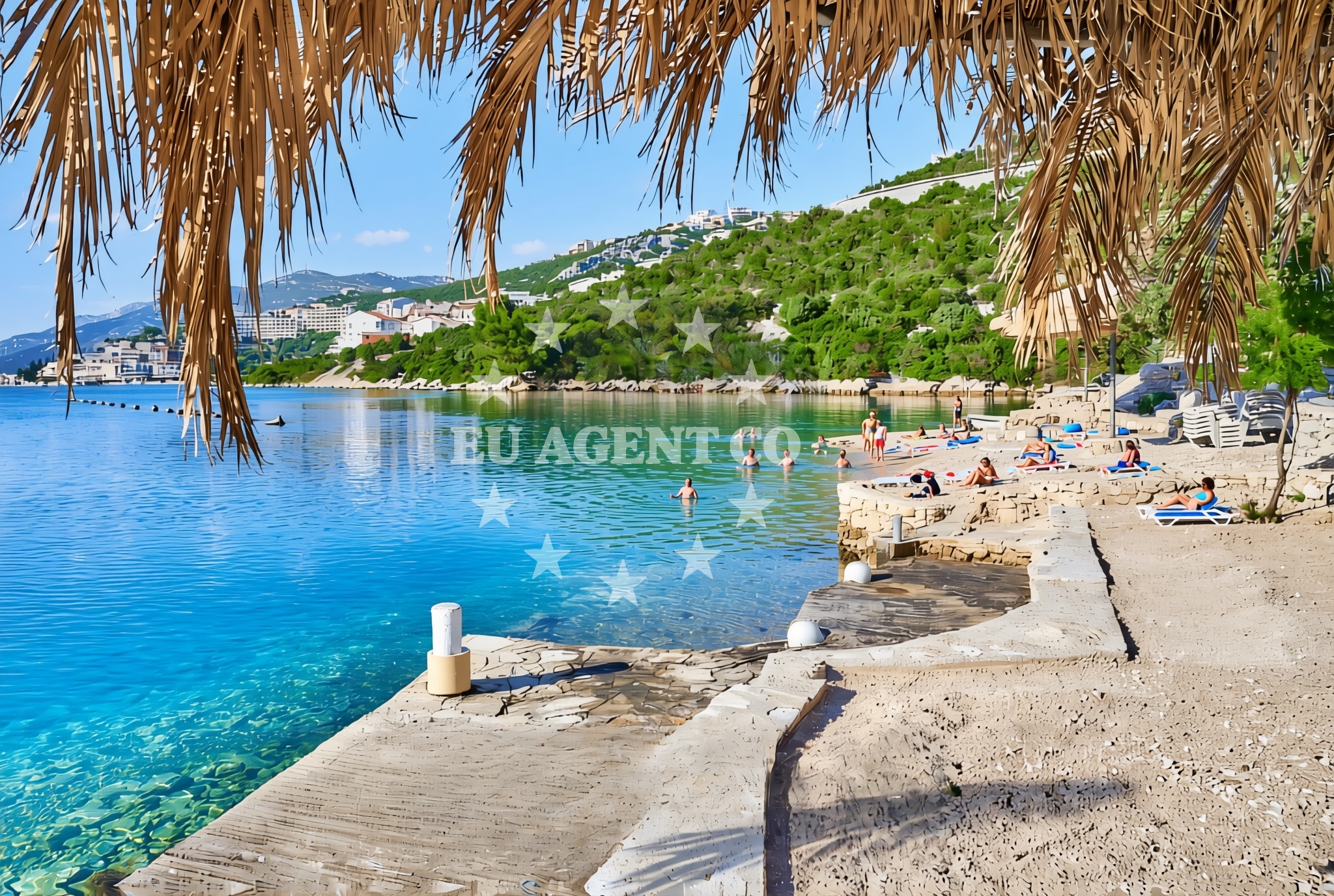 Shoreline and swimming area at Karaka, Neum Beach in Karaka