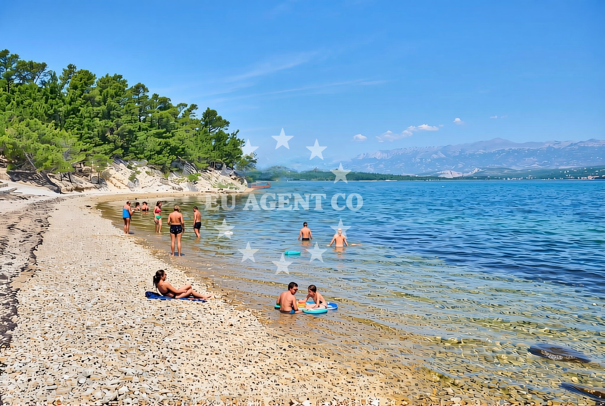 Shoreline and swimming area at Karin Gornji II in Karin Donji 367, Donji Karin