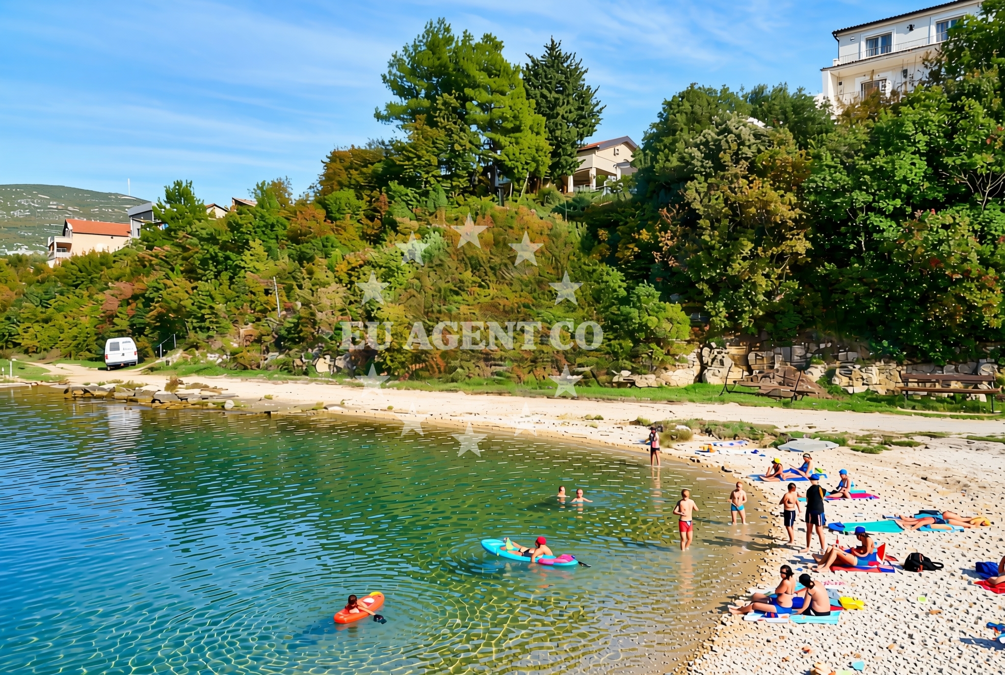 Sea and coastal view of Karin Slana, Gornji Karin Beach in Karin Slana